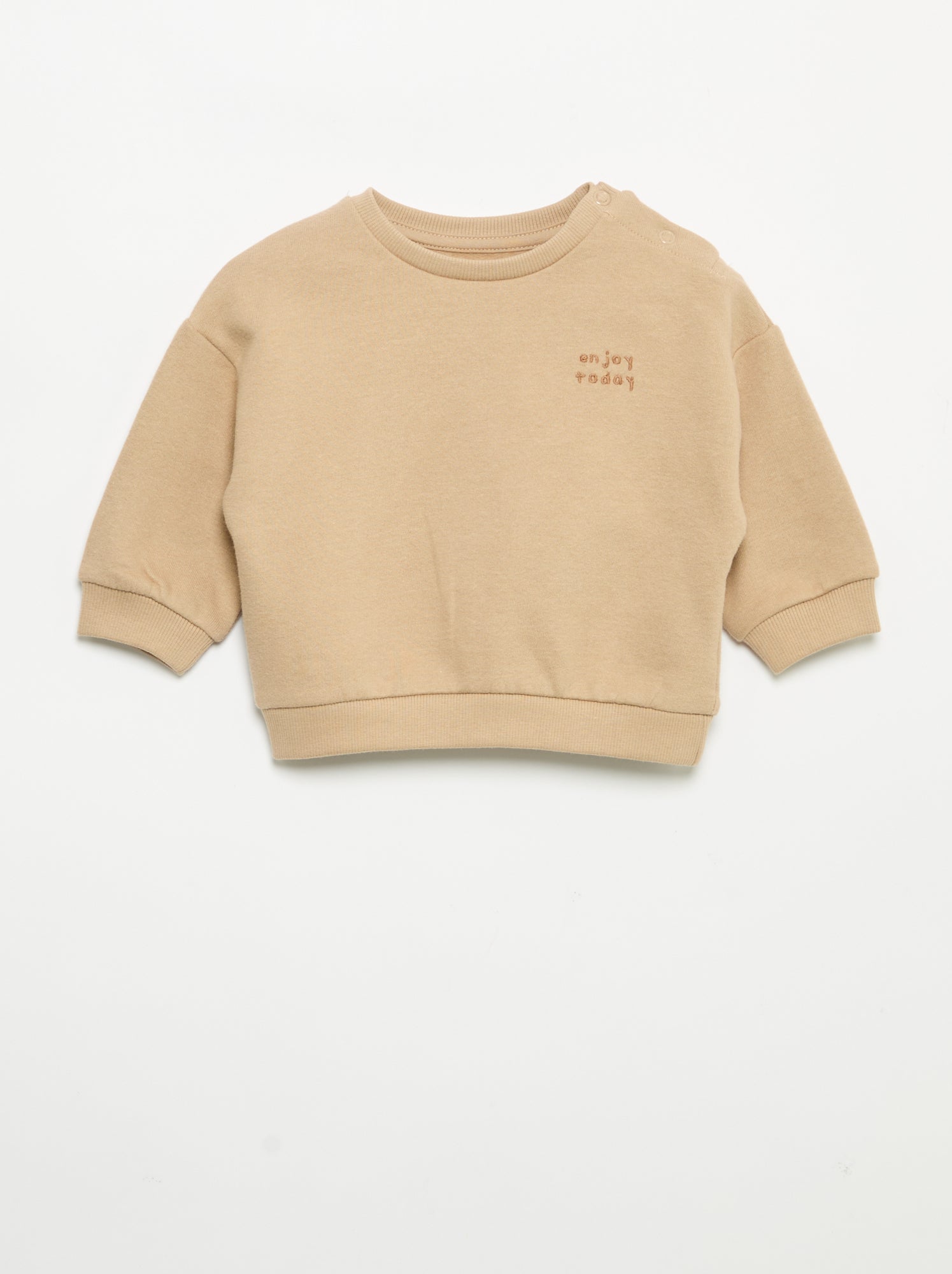Sweat à manches longues en molleton - Beige