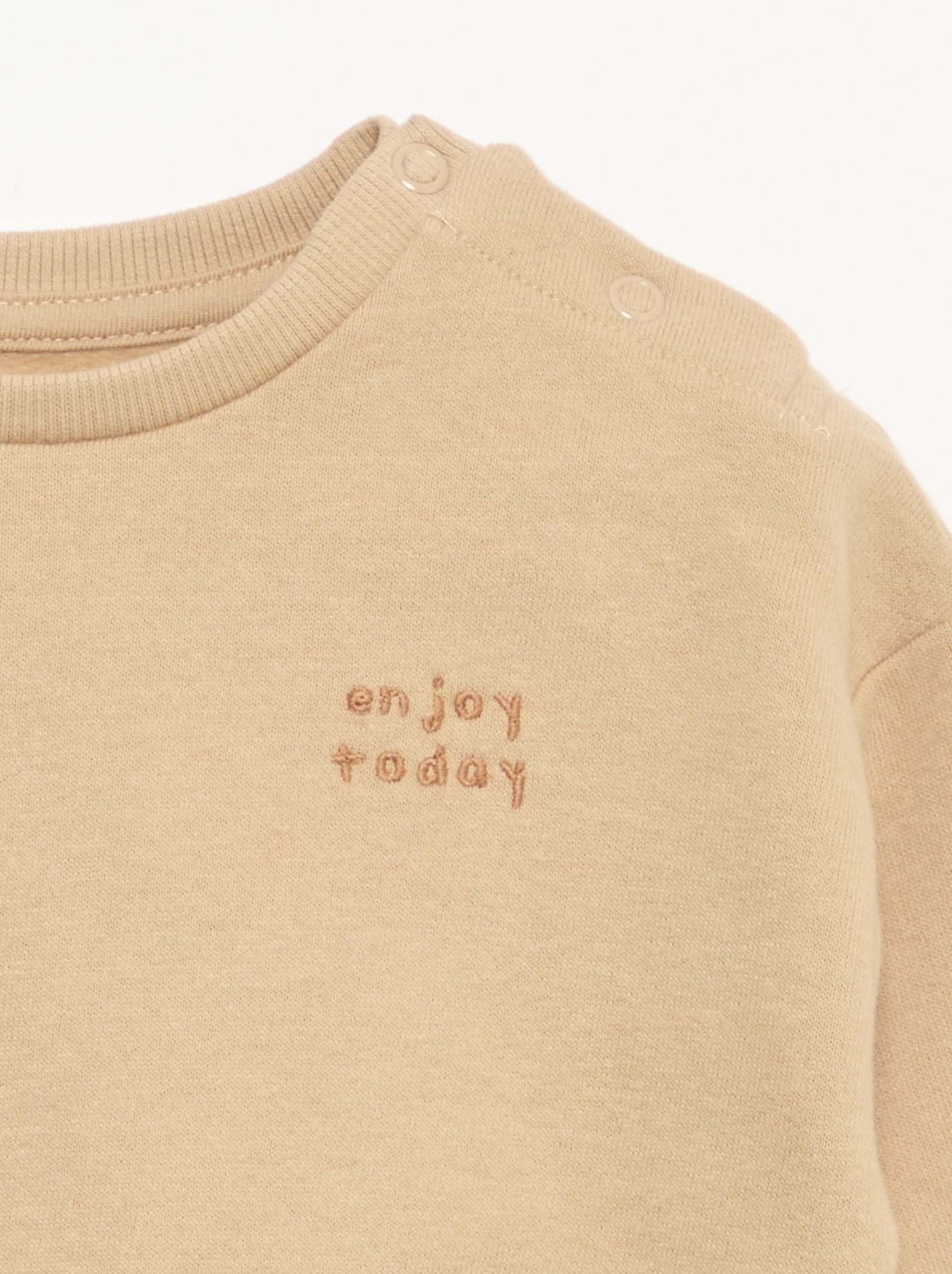 Sweat à manches longues en molleton - Beige