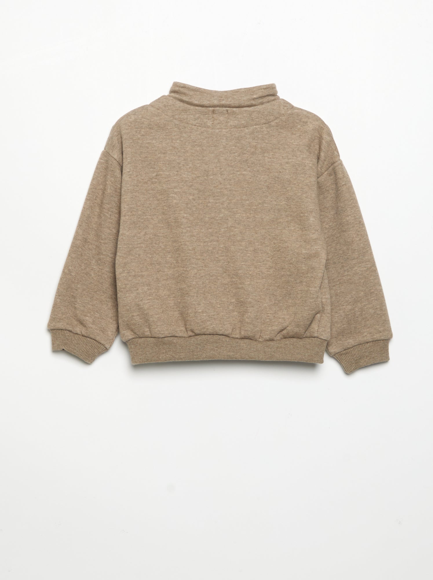 Sweat à manches longues et col zippé - Marron