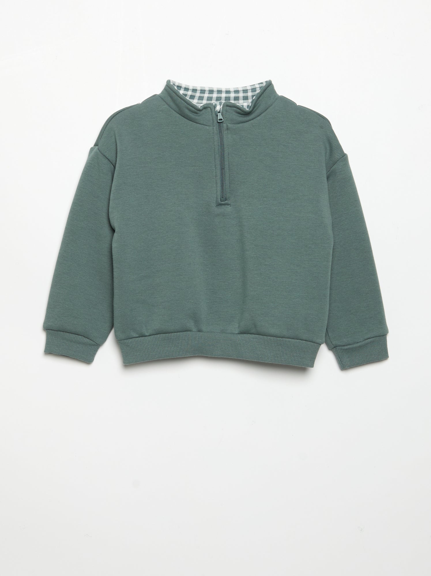 Sweat à manches longues et col zippé - Vert