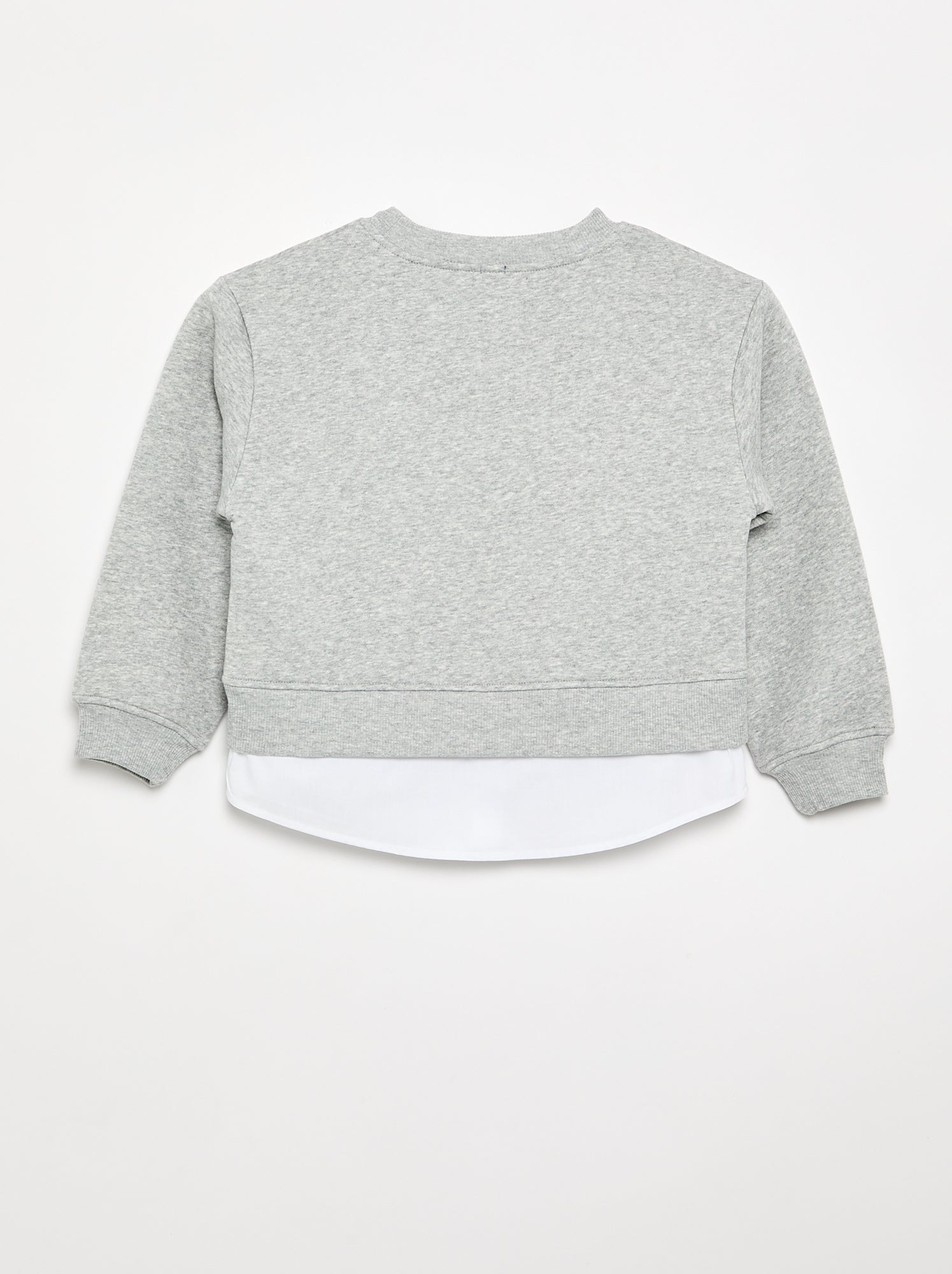 Sweat avec bas de chemise intégré et broderie poitrine - Gris