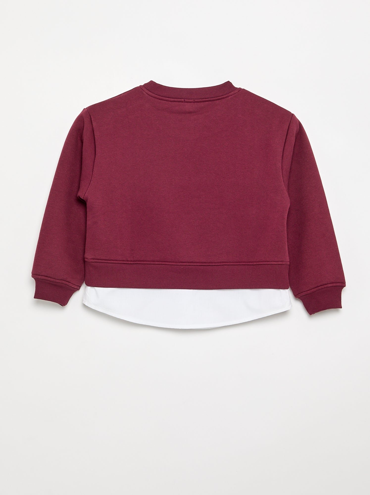 Sweat avec bas de chemise intégré et broderie poitrine - Violet