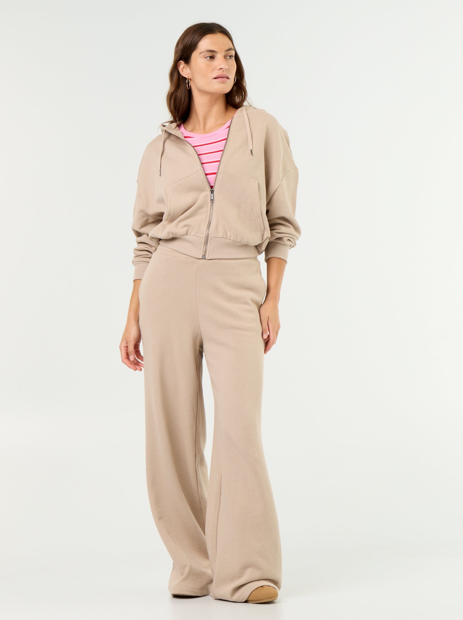 Sweat basique en molleton léger - Beige