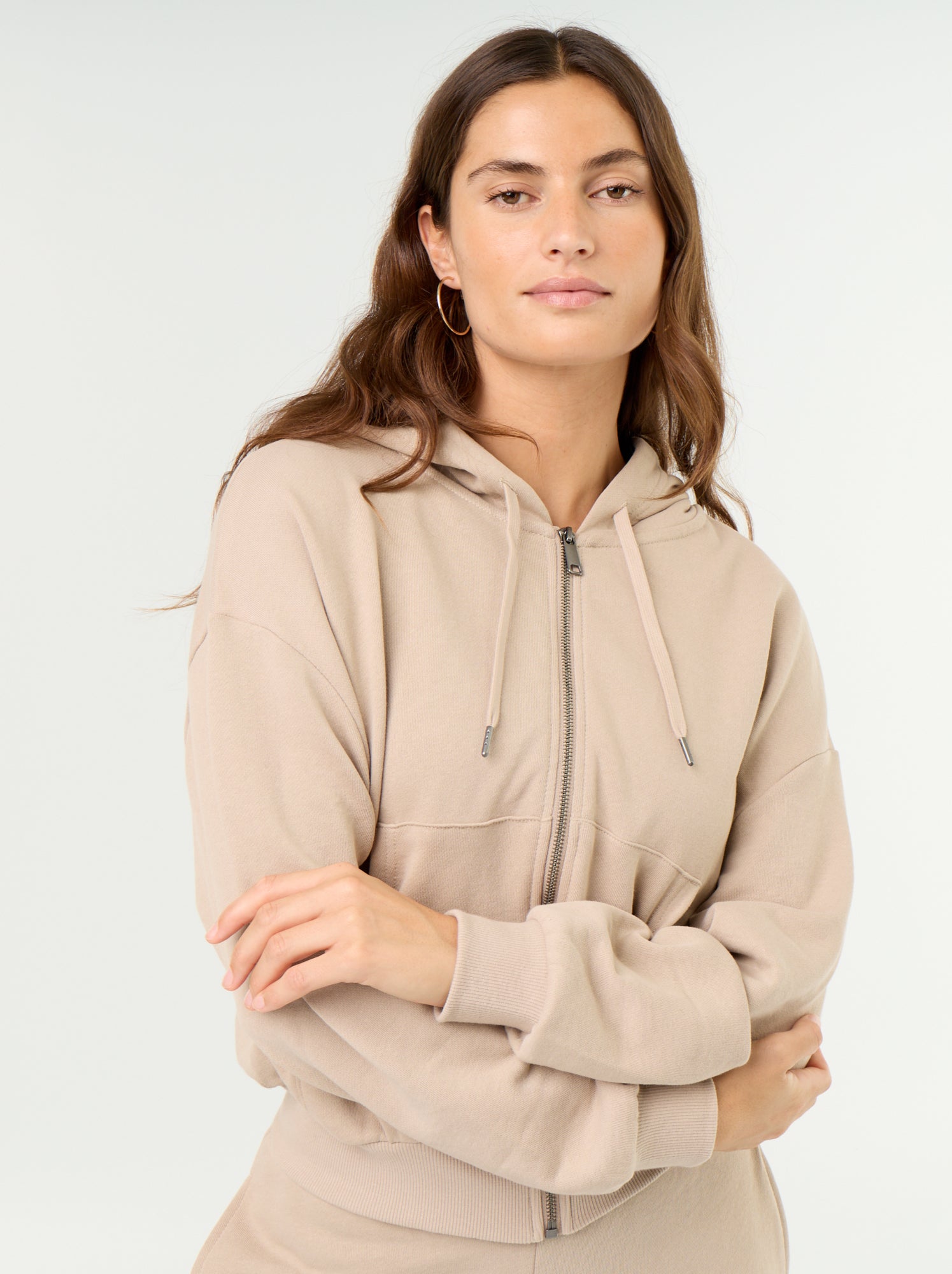 Sweat basique en molleton léger - Beige