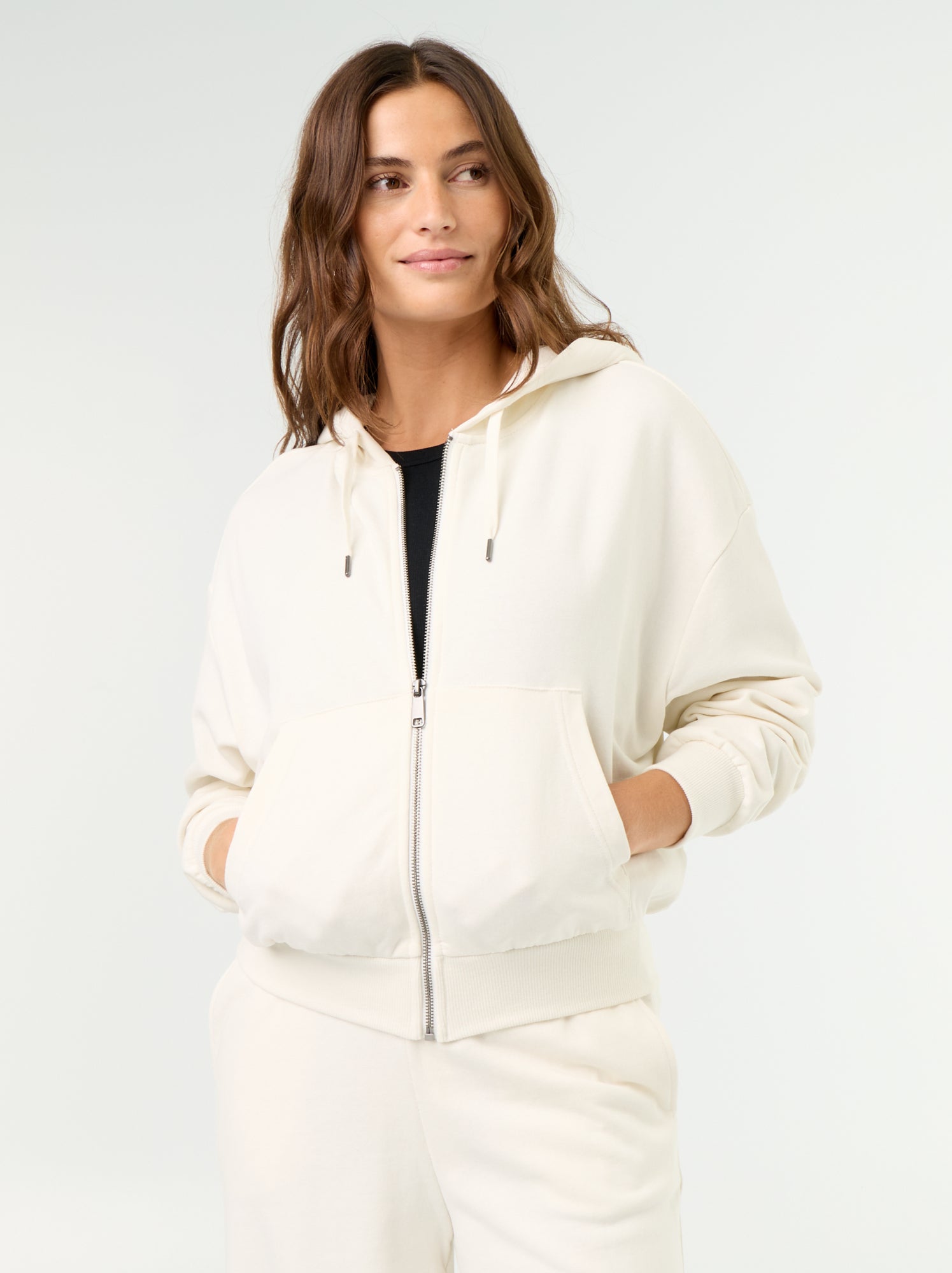 Sweat basique en molleton léger - Blanc