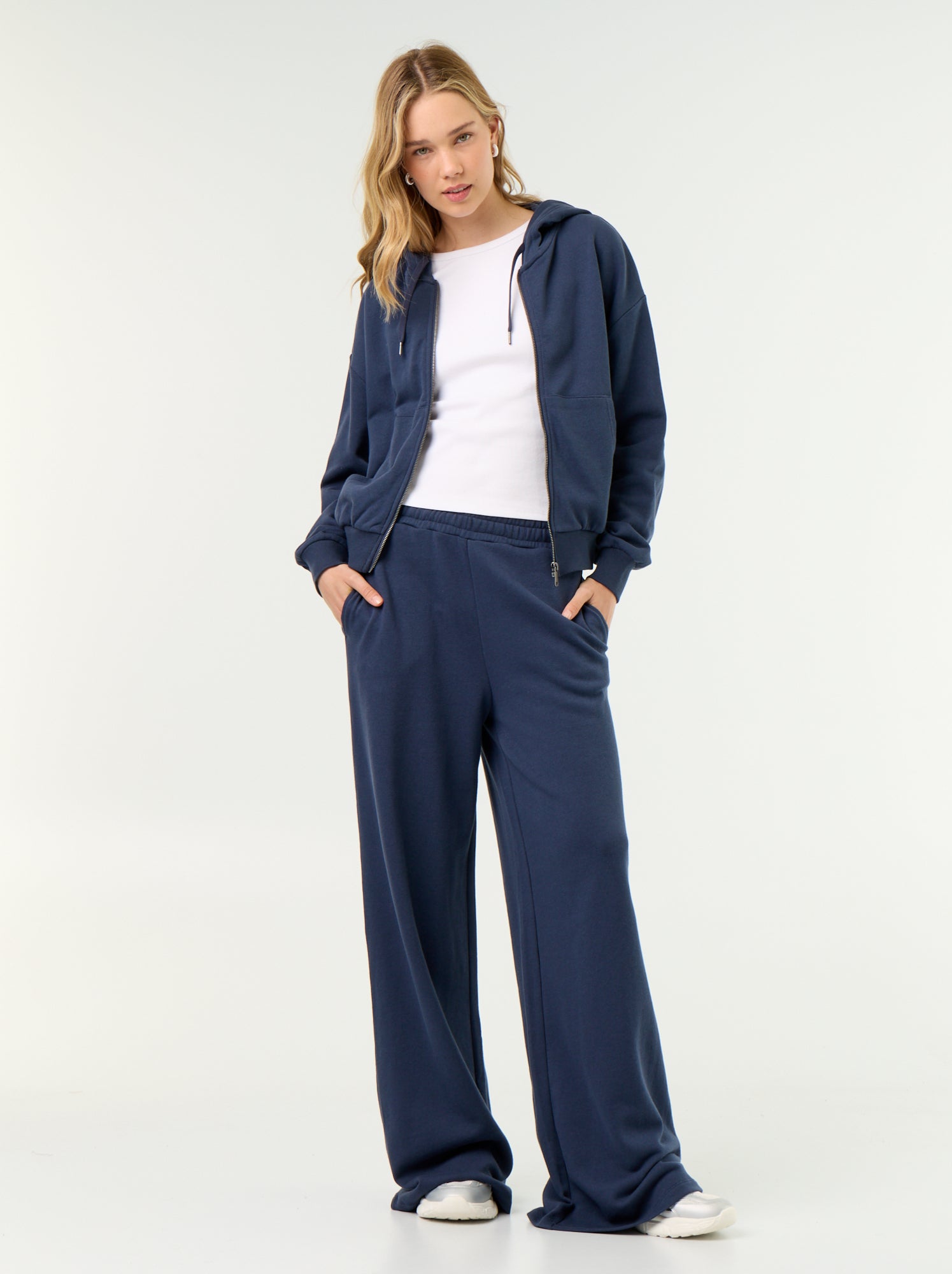 Sweat basique en molleton léger - Bleu