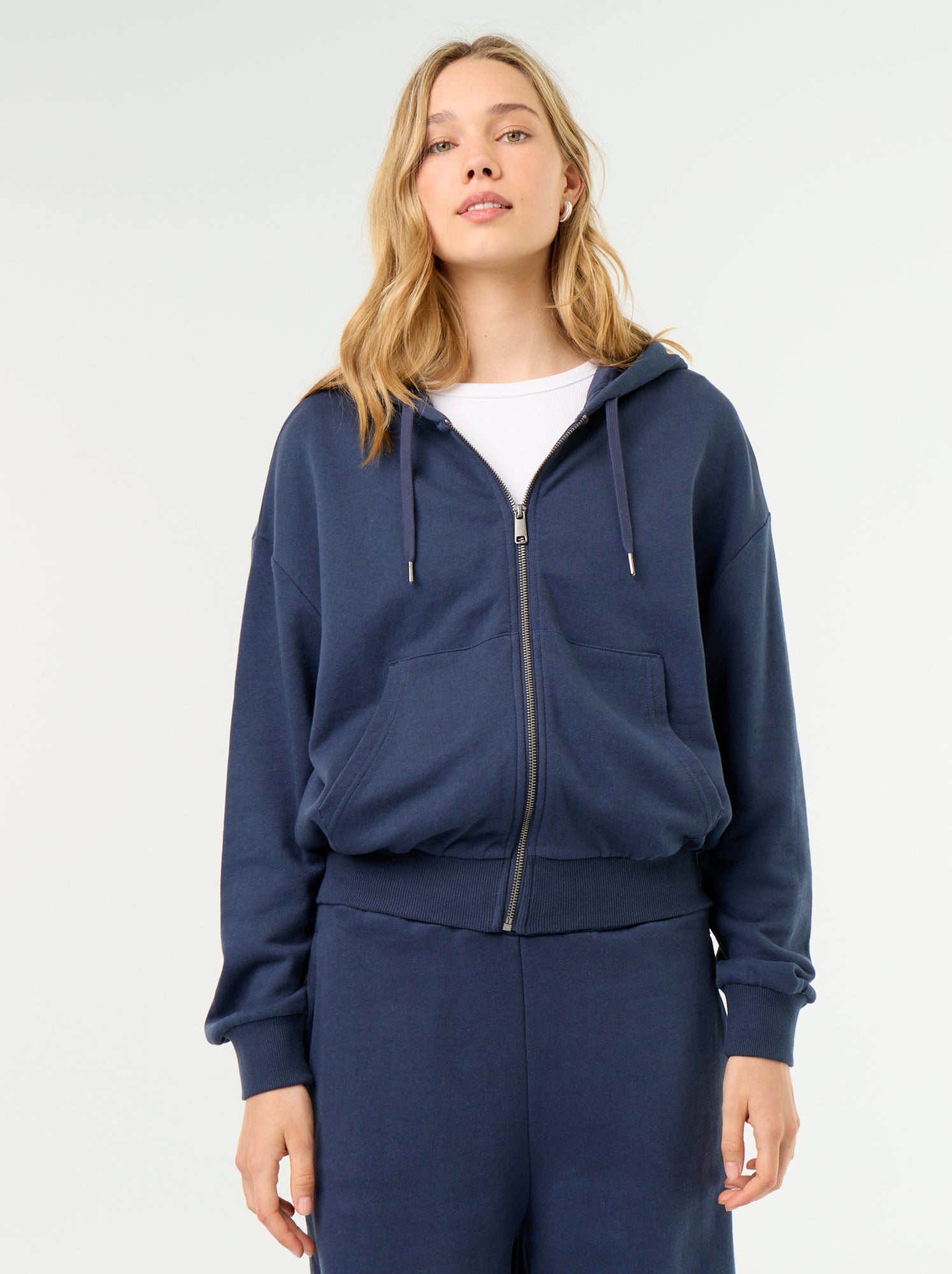 Sweat basique en molleton léger - Bleu