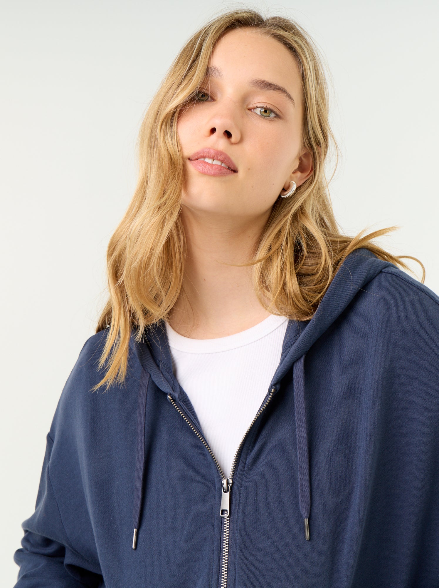 Sweat basique en molleton léger - Bleu