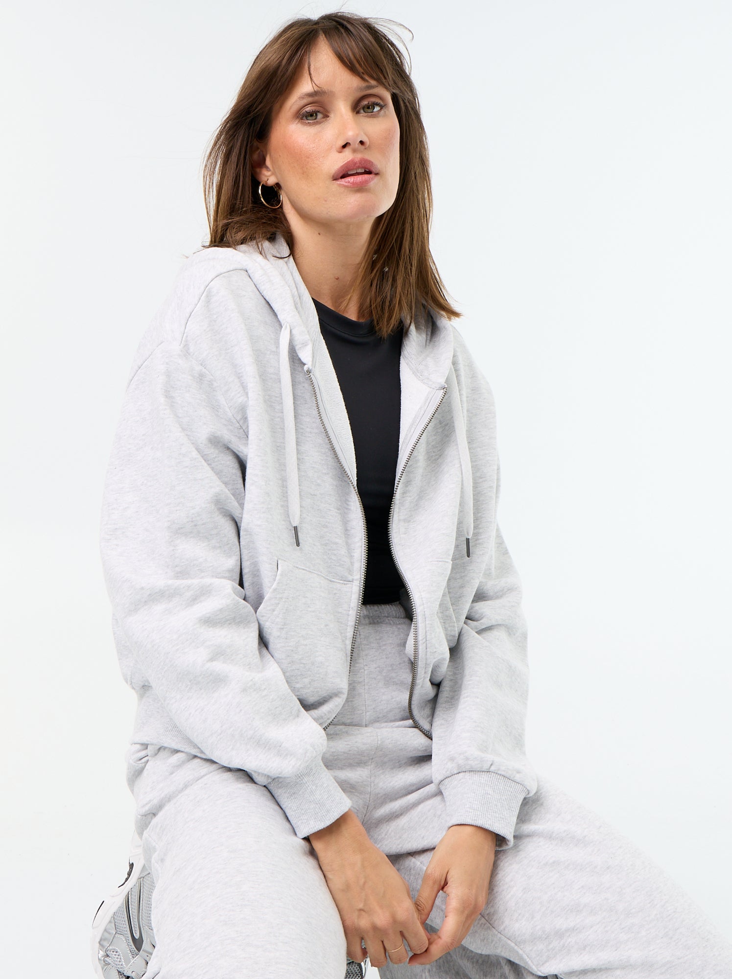 Sweat basique en molleton léger - Gris