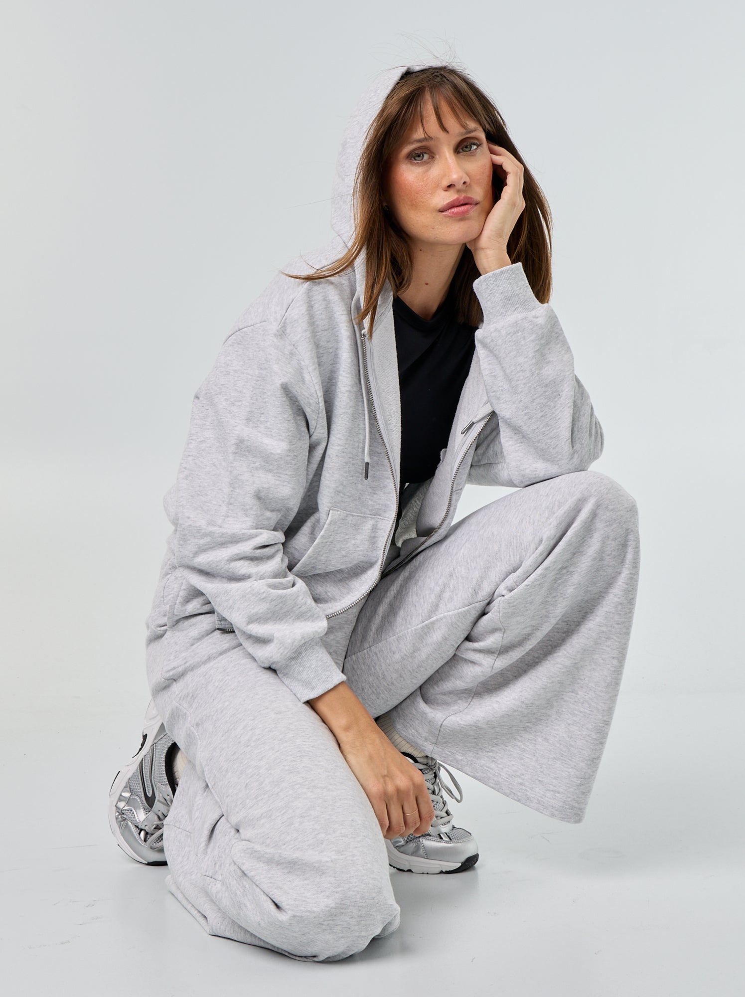 Sweat basique en molleton léger - Gris