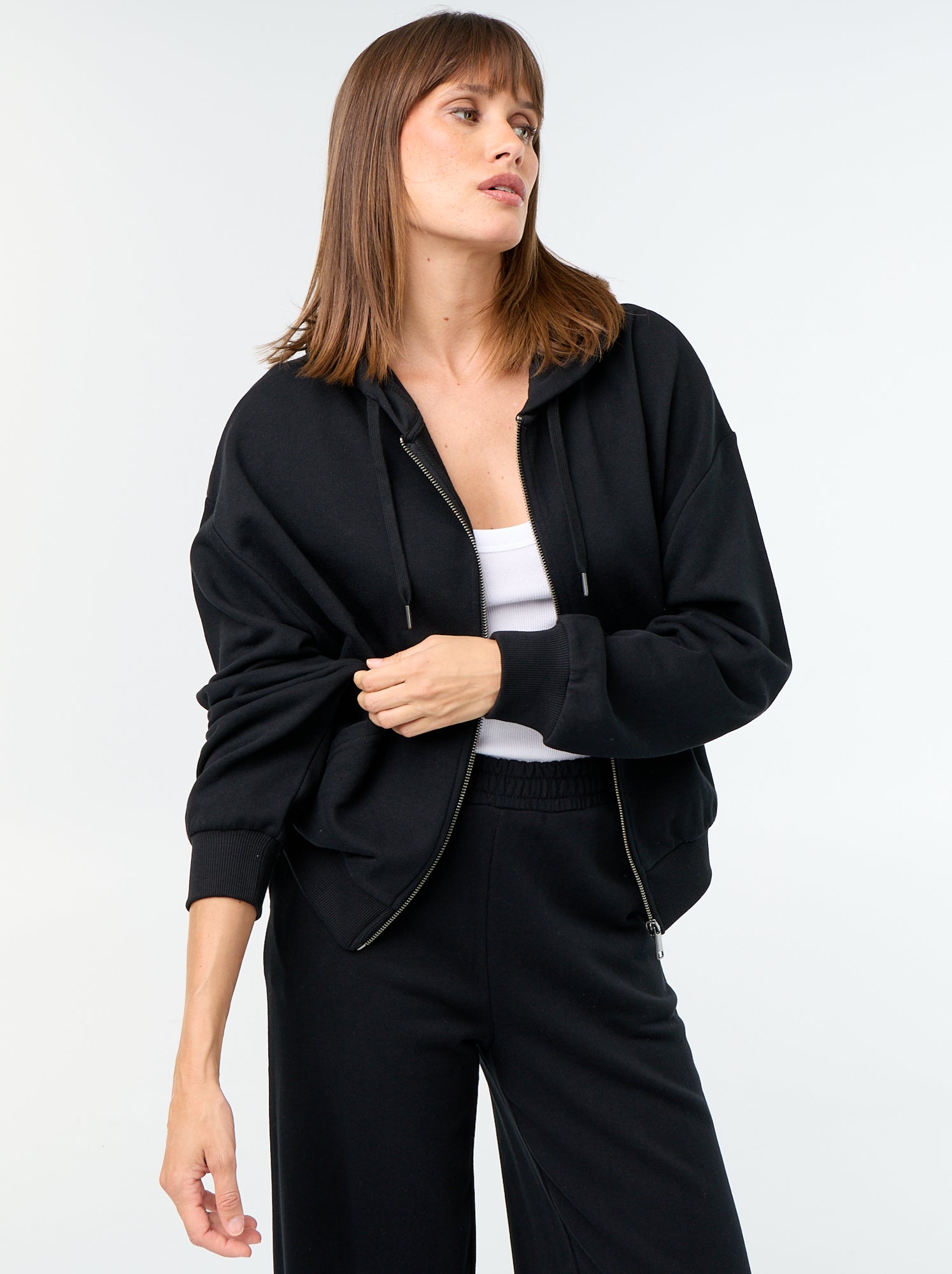 Sweat basique en molleton léger - Noir