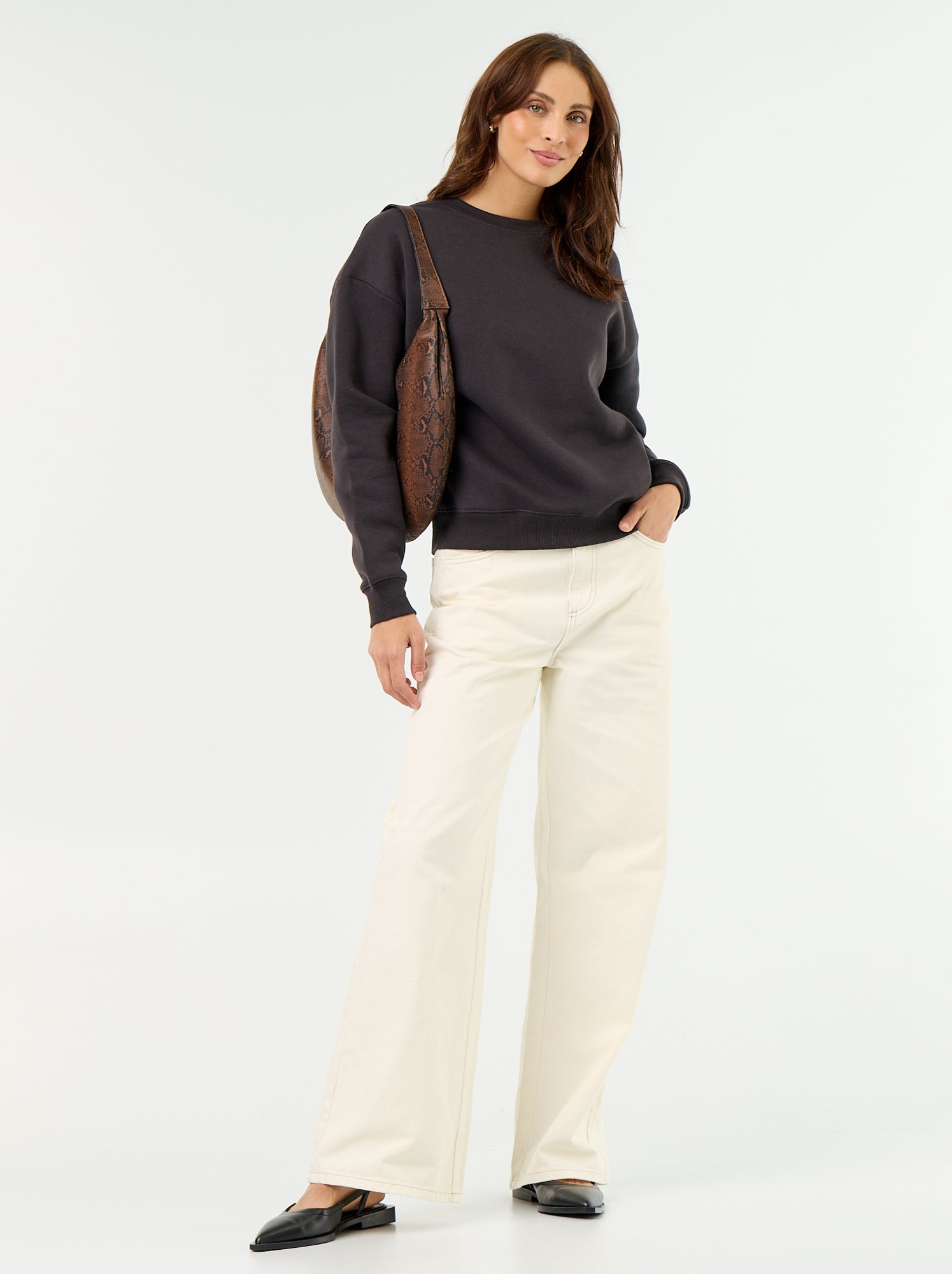 Sweat basique en molleton - Noir