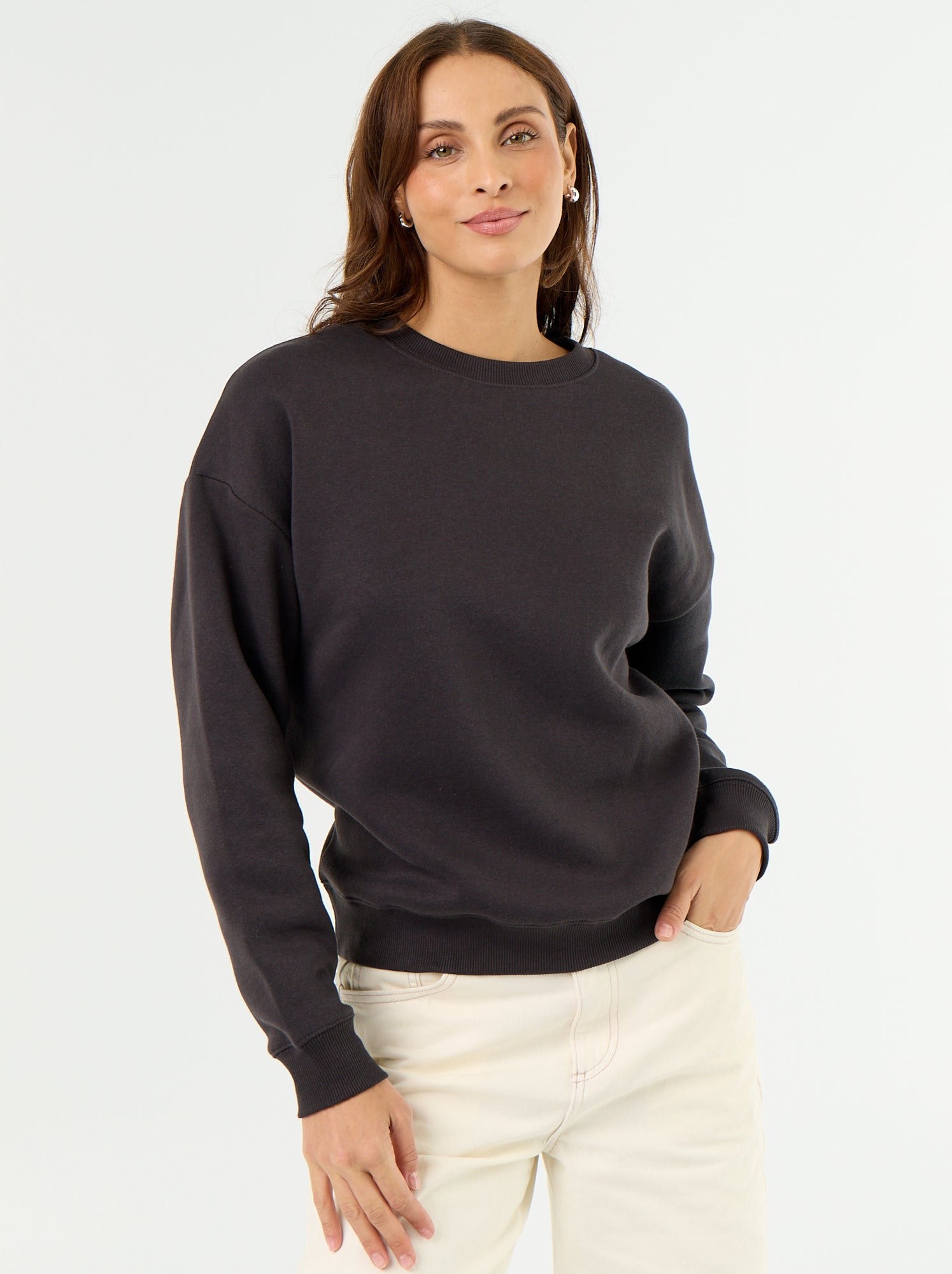 Sweat basique en molleton - Noir