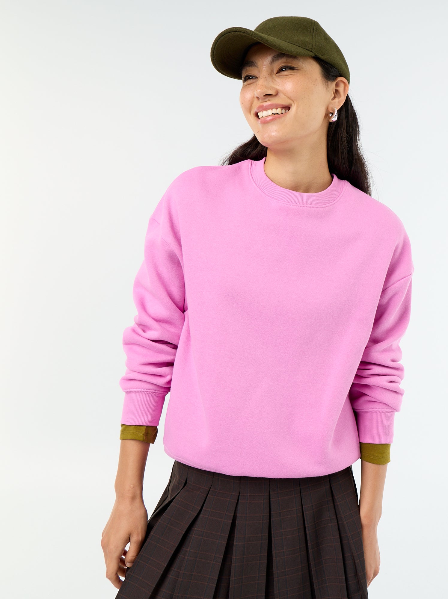 Sweat basique en molleton - Rose