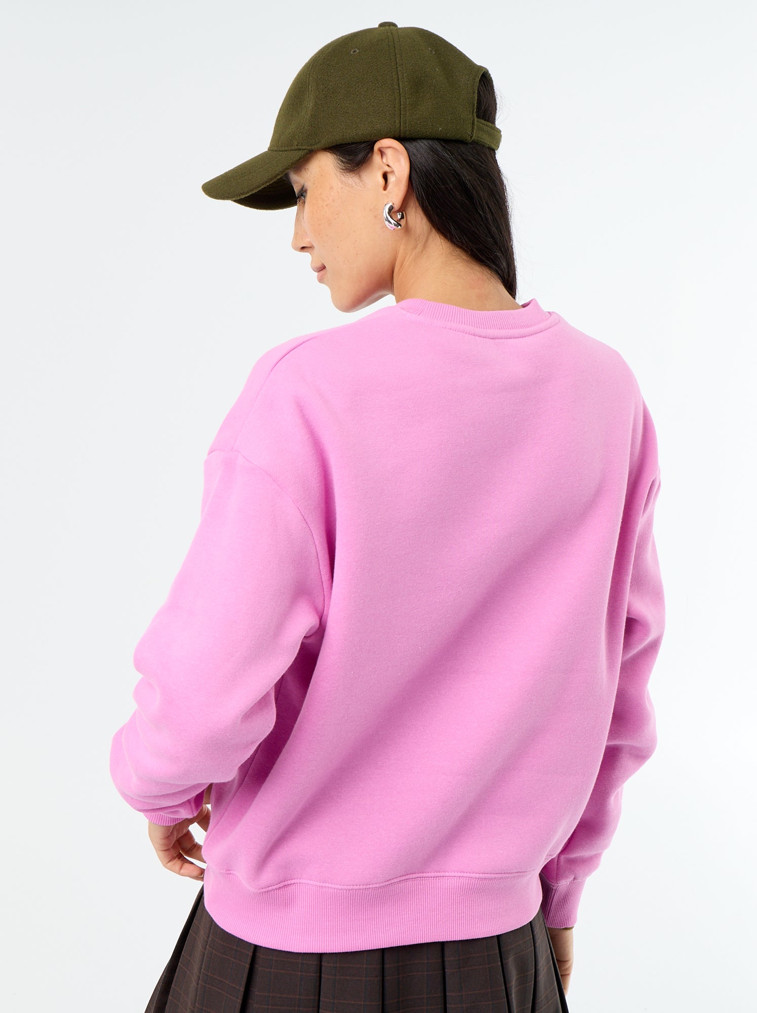 Sweat basique en molleton - Rose