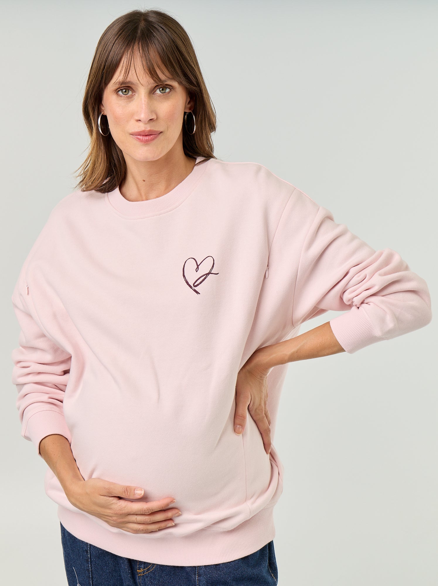 Sweat d'allaitement imprimé - Rose