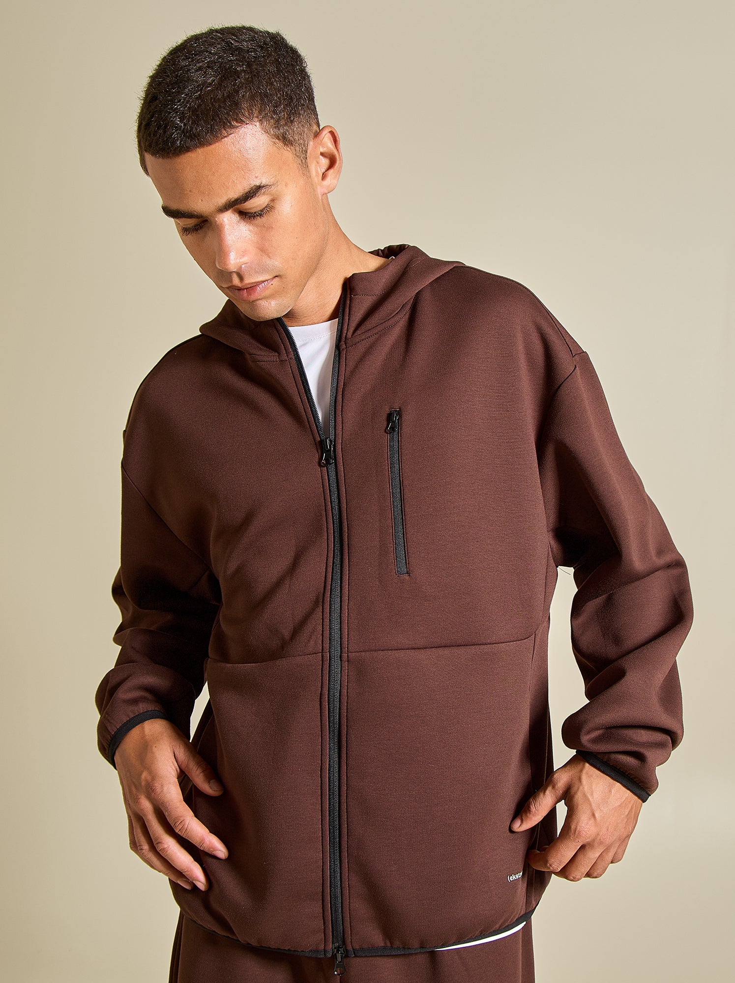 Sweat de sport zippé (ekstract) - Marron
