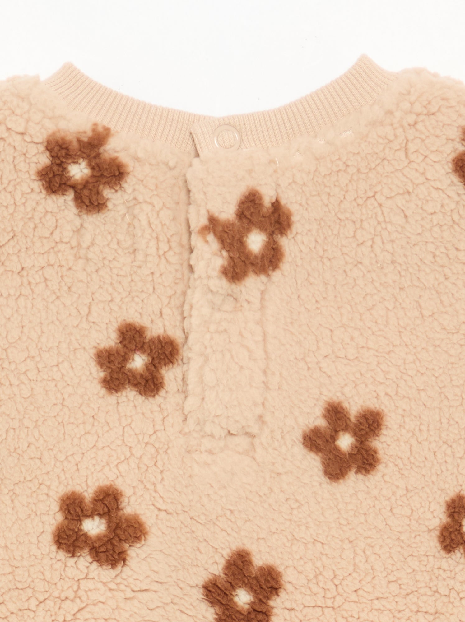 Sweat effet moutonné avec broderies - Beige