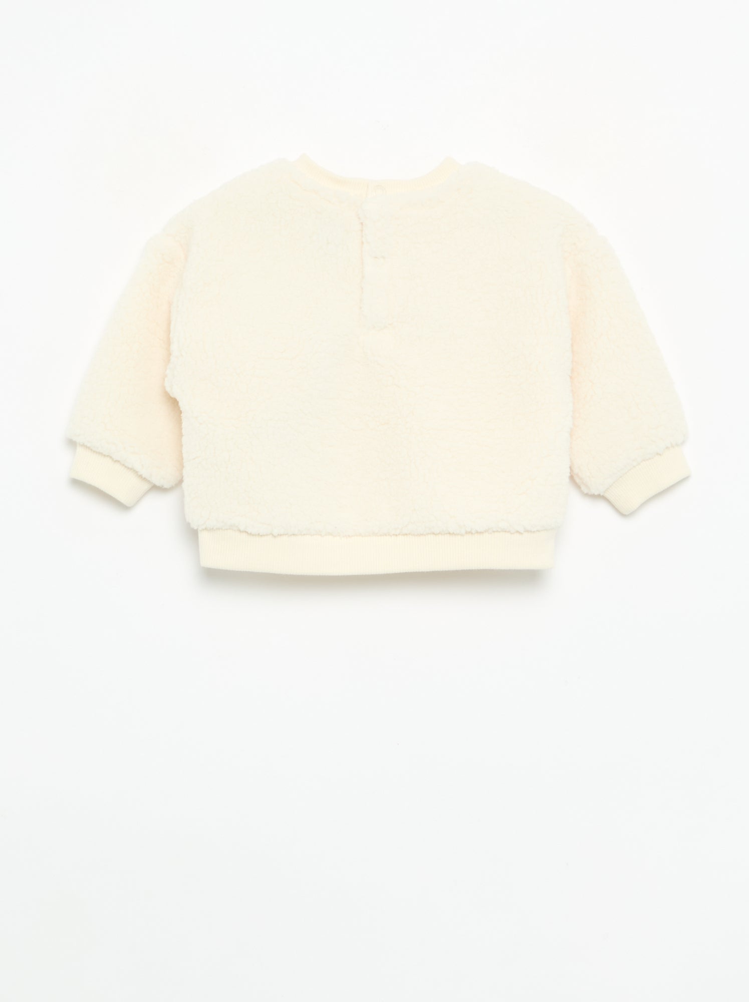 Sweat effet moutonné avec broderies - Blanc