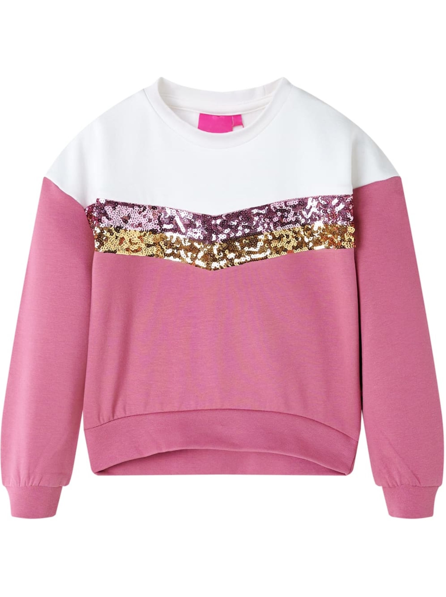 Sweat en coton à sequins manches longues - vidaxl - Rose