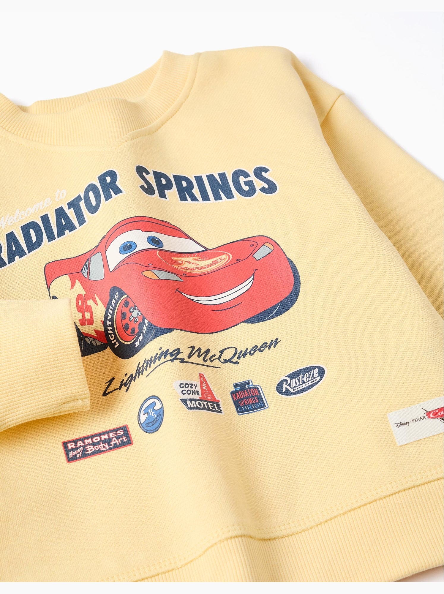 Sweat en coton avec flash mcqueen - Jaune