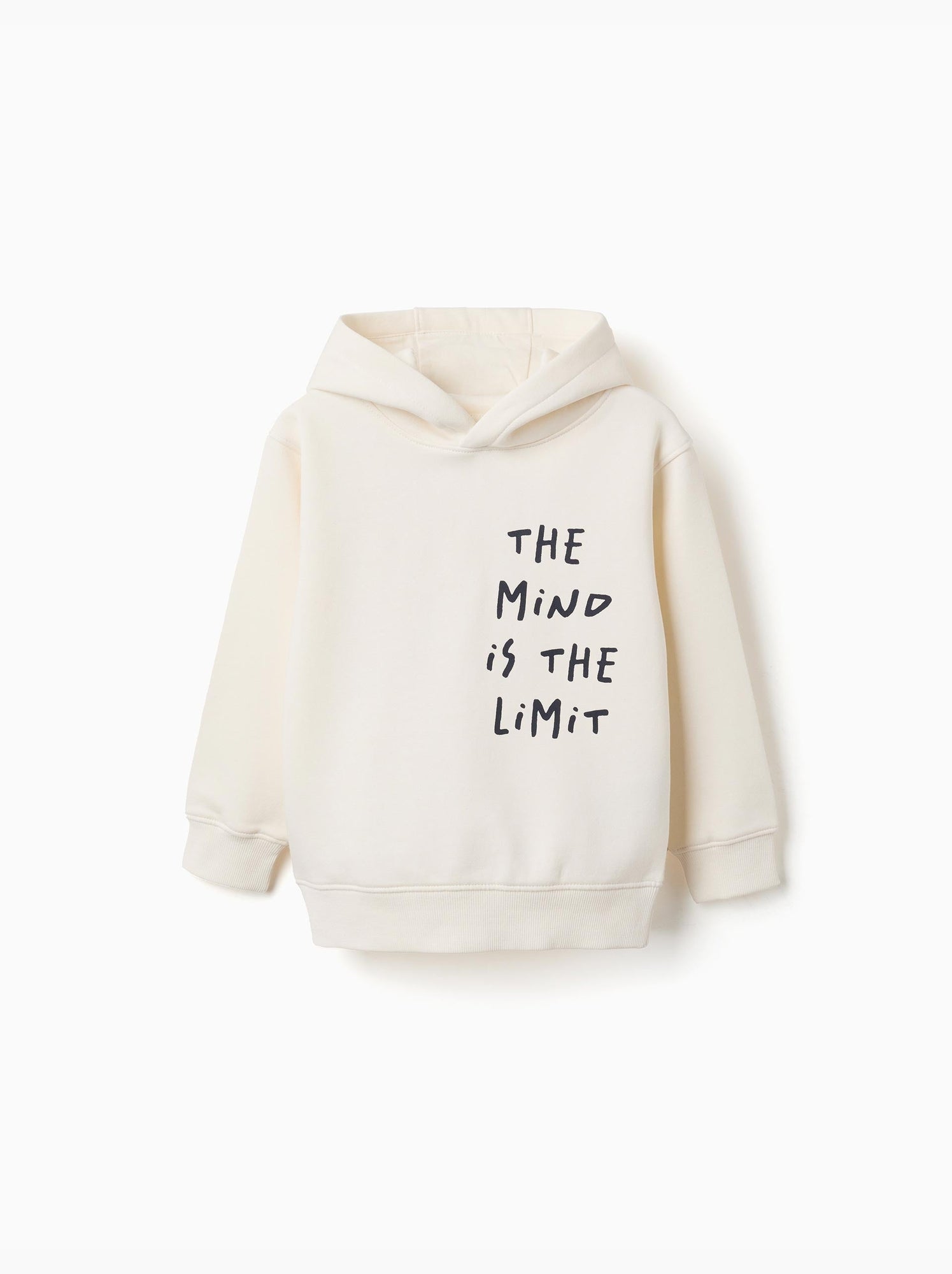 Sweat en coton peigné à capuche avec imprimé - Blanc