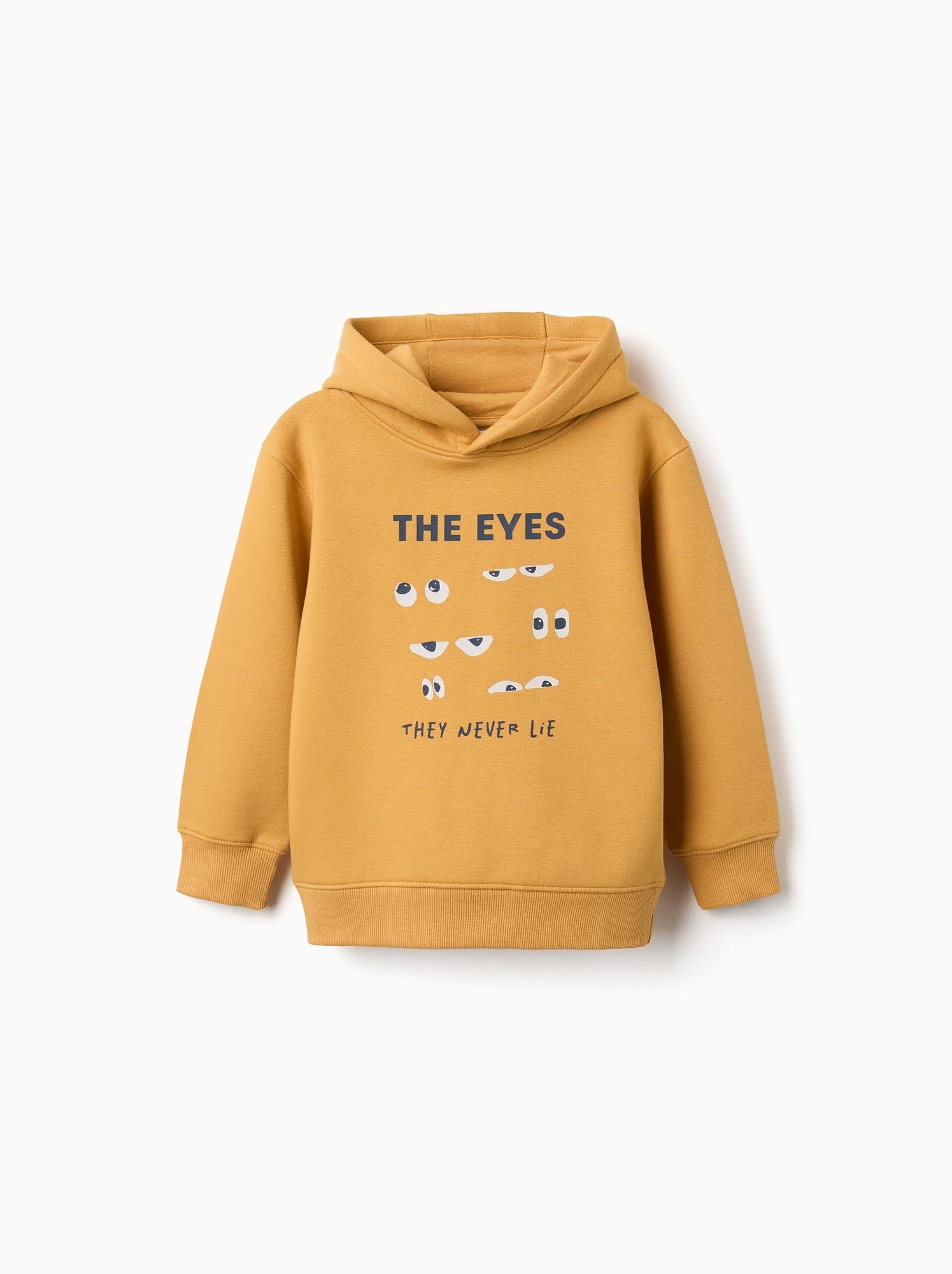 Sweat en coton peigné à capuche avec imprimé - Jaune