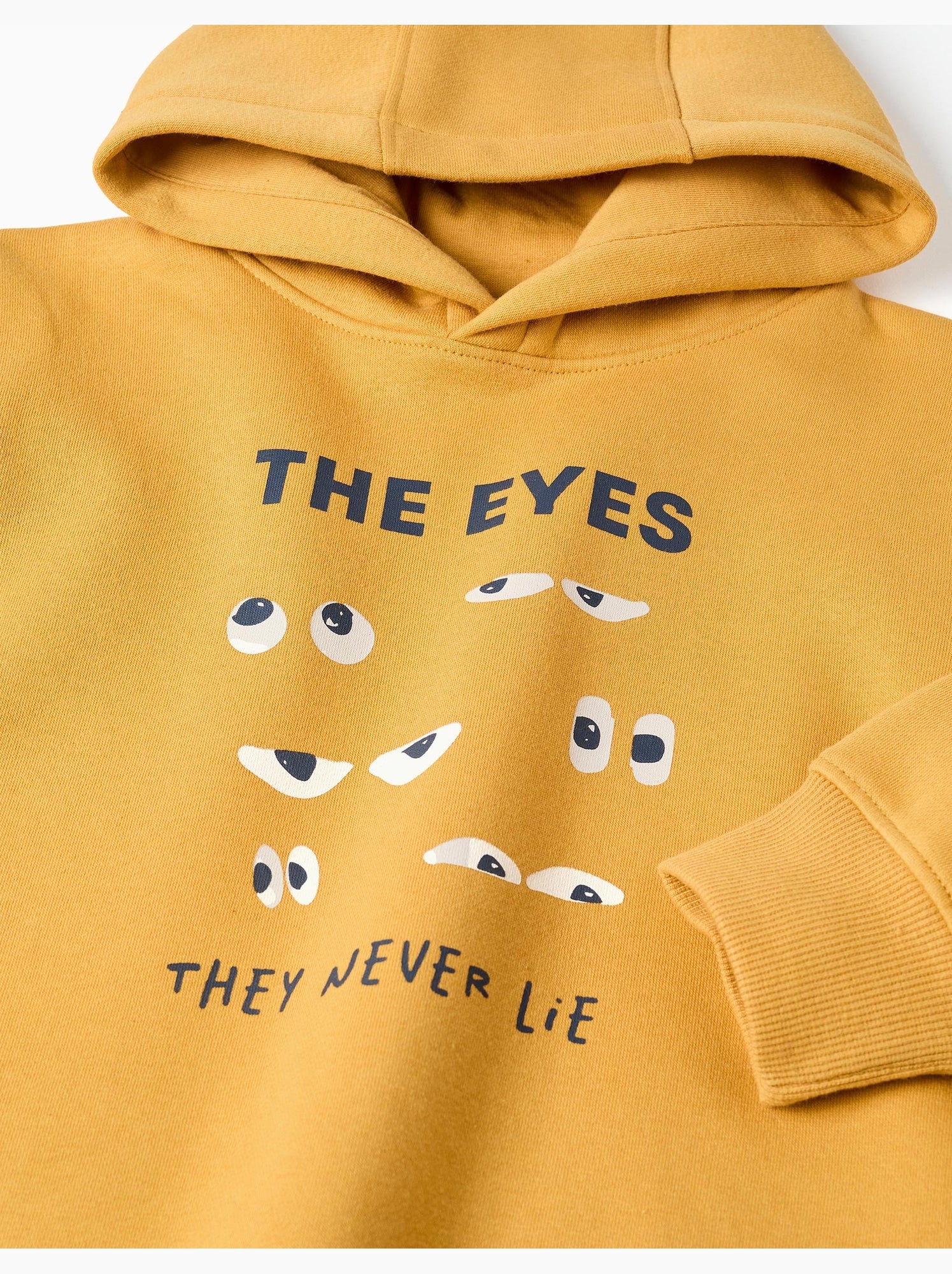 Sweat en coton peigné à capuche avec imprimé - Jaune