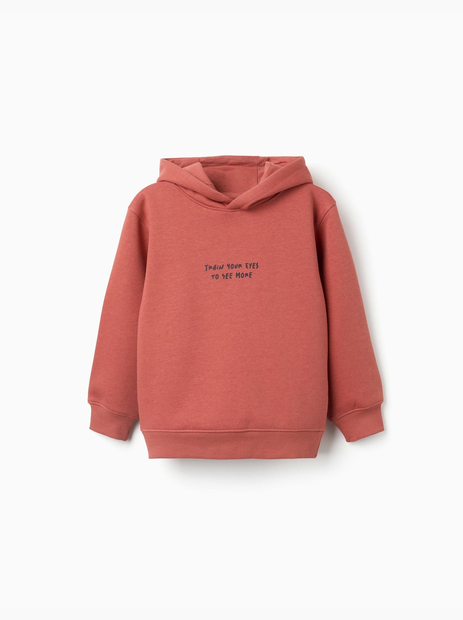 Sweat en coton peigné à capuche avec imprimé - Marron