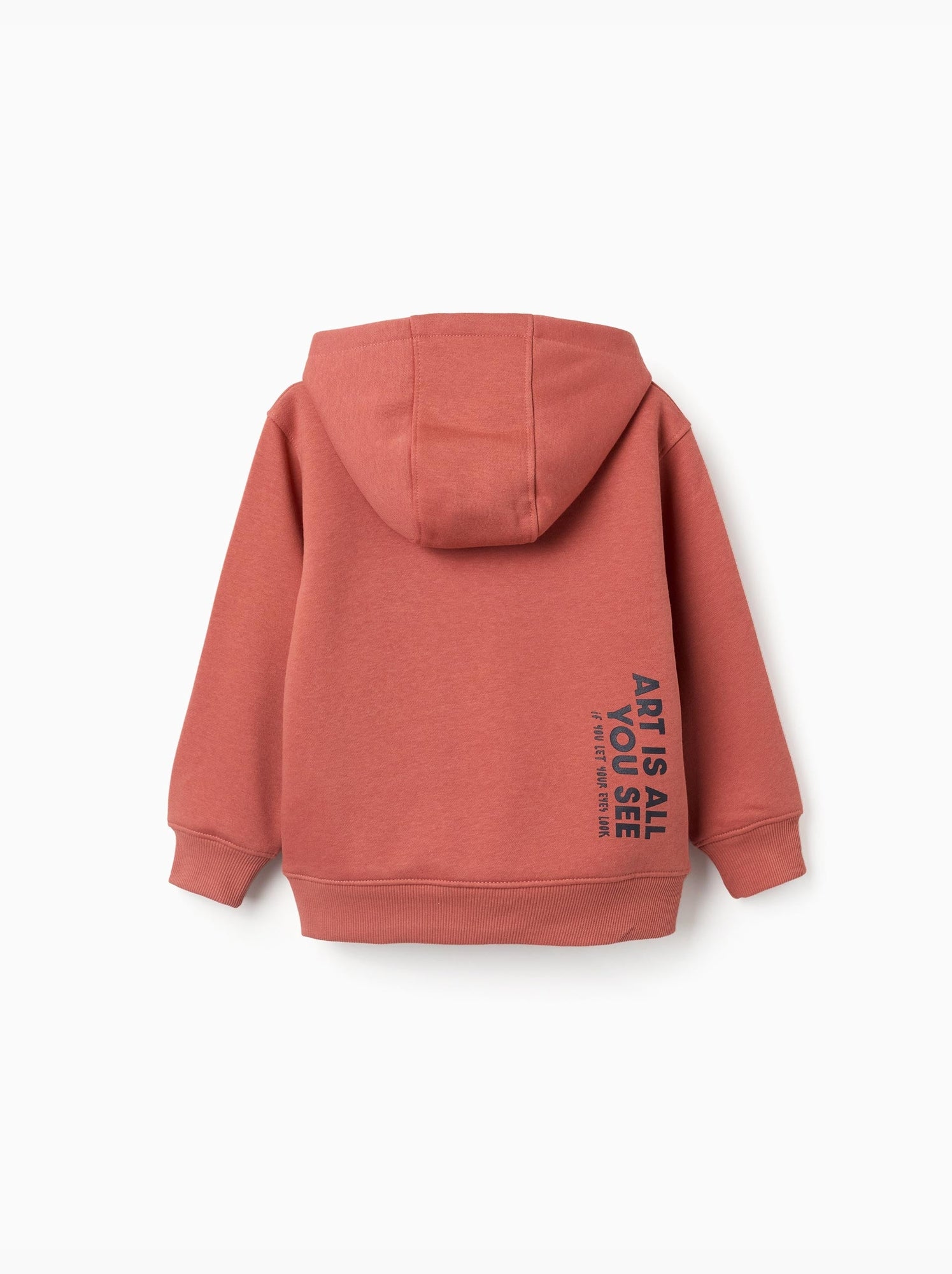 Sweat en coton peigné à capuche avec imprimé - Marron