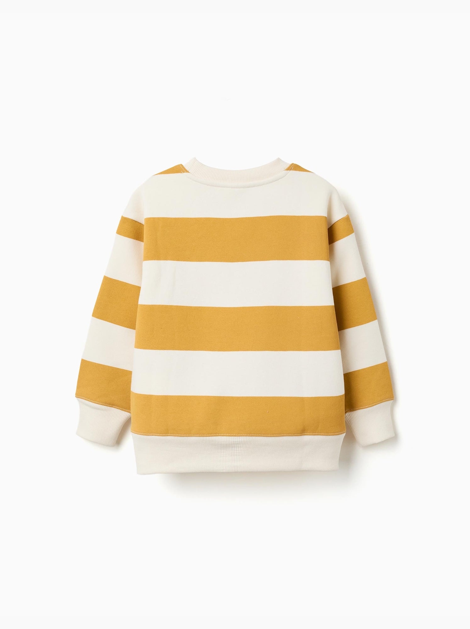 Sweat en coton peigné à rayures et imprimé - Jaune