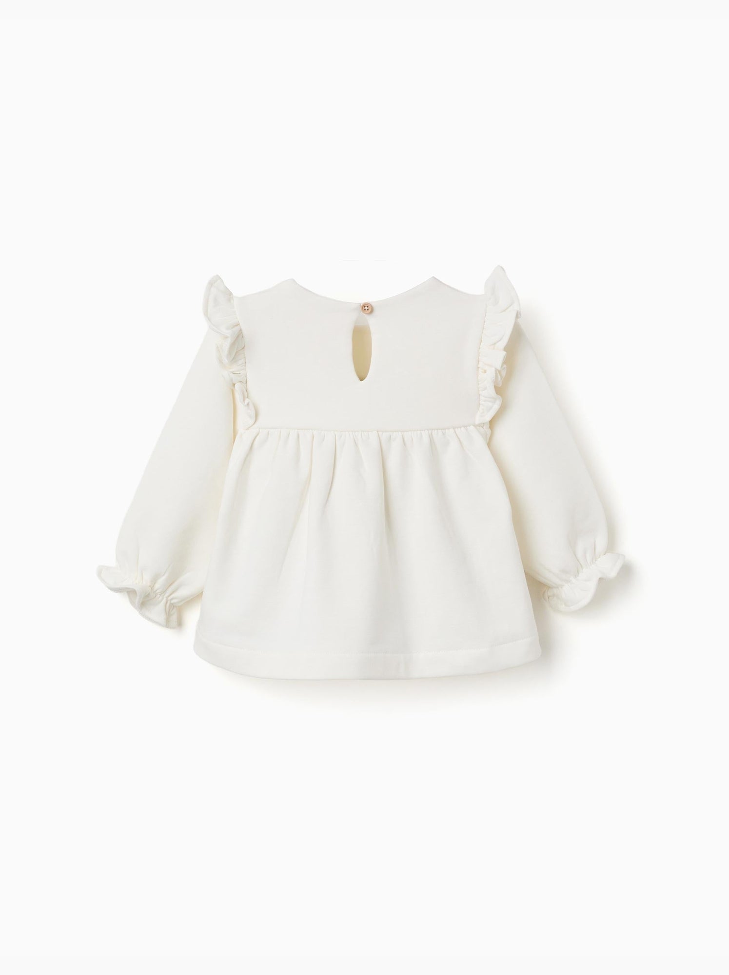 Sweat en coton peigné avec fleurs en relief - Blanc