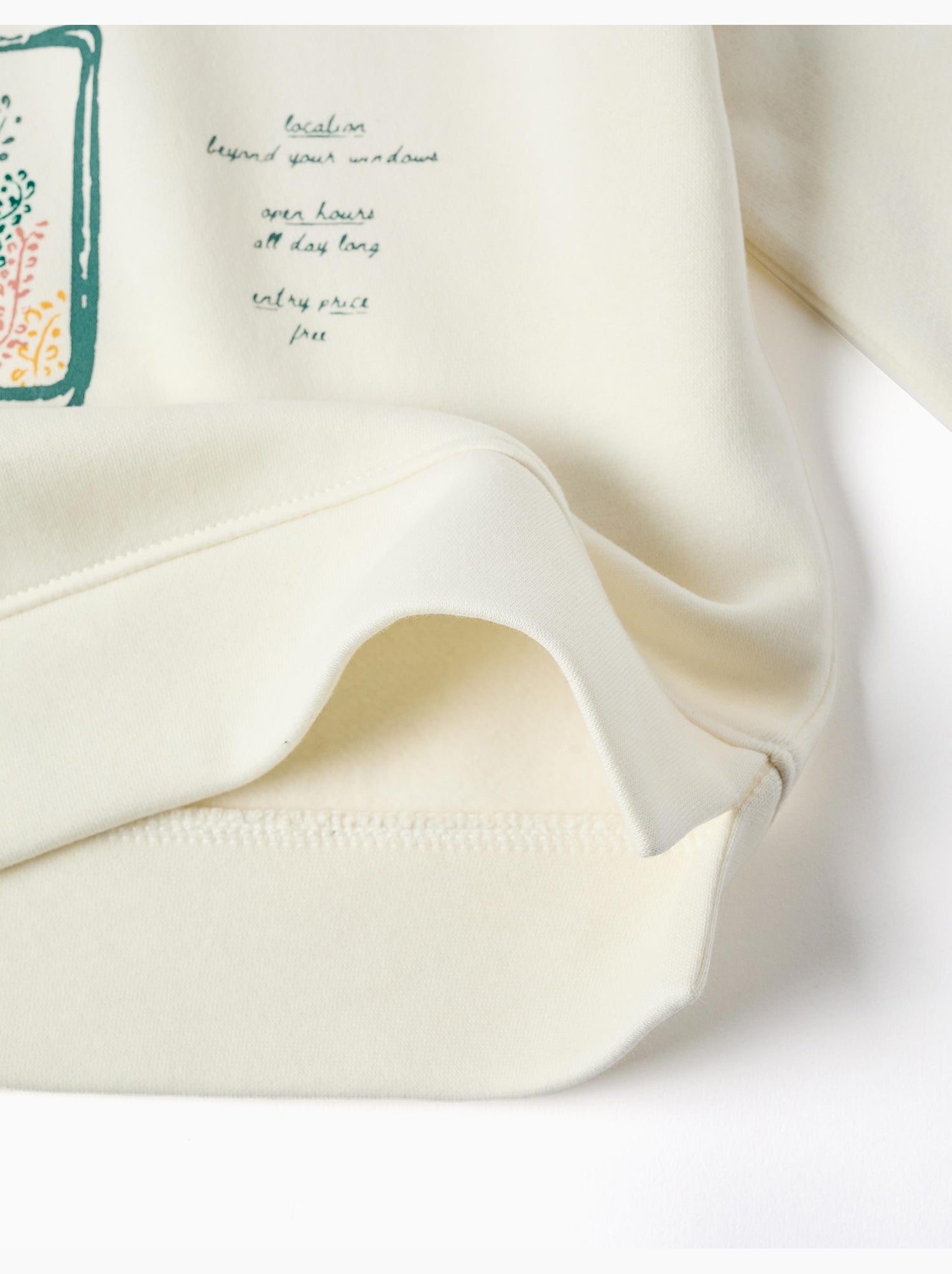 Sweat en coton peigné avec motif art et nature - Blanc