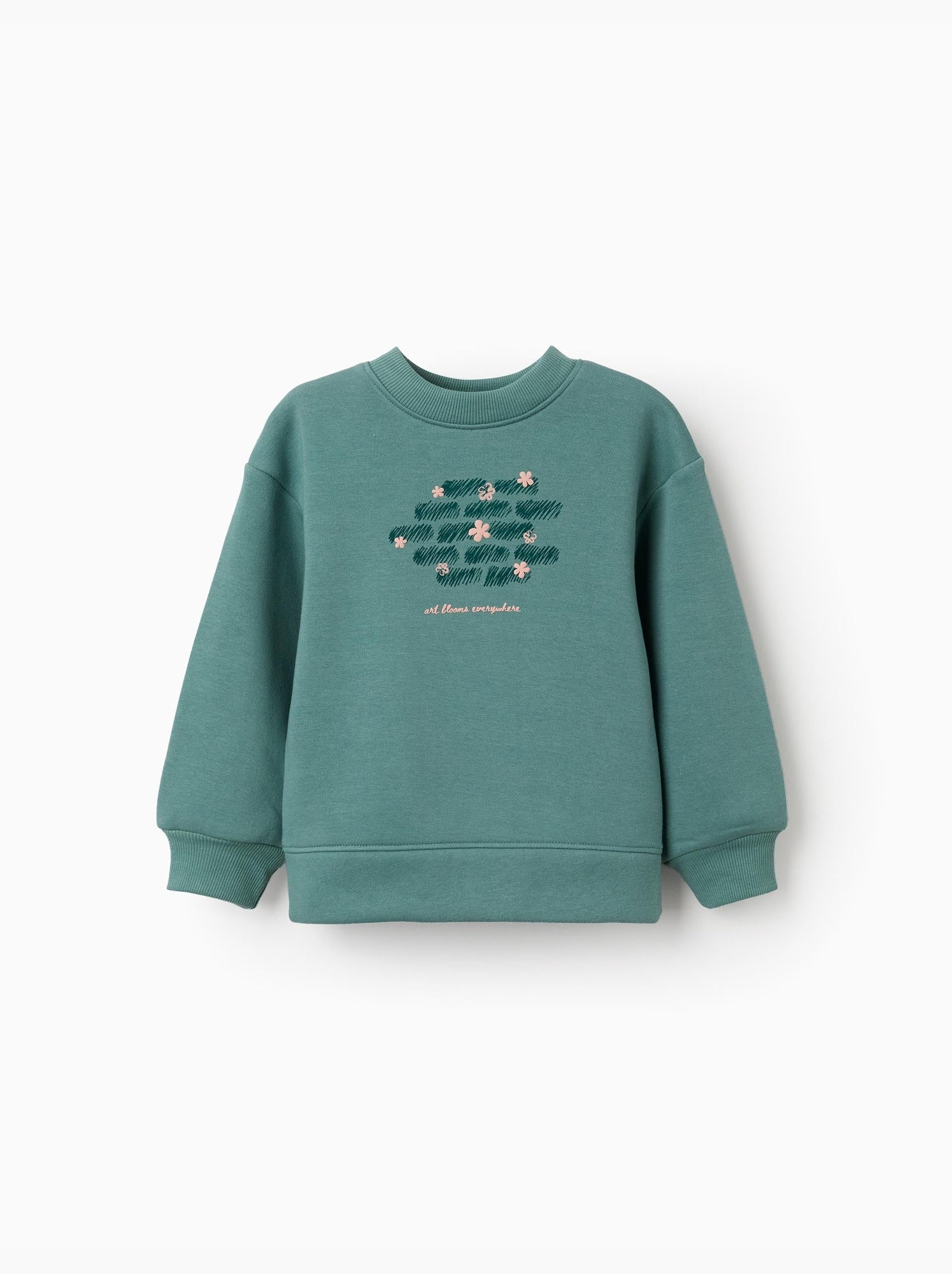 Sweat en coton peigné avec motif art et nature - Vert clair