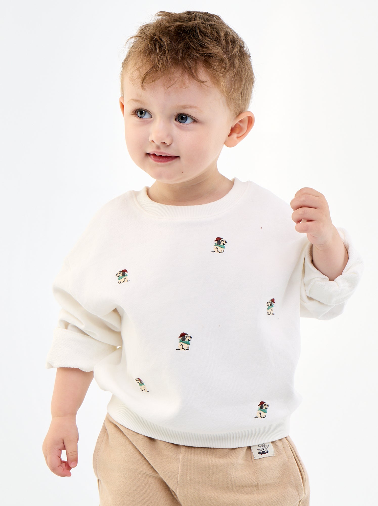Sweat en French Terry avec broderies - Blanc