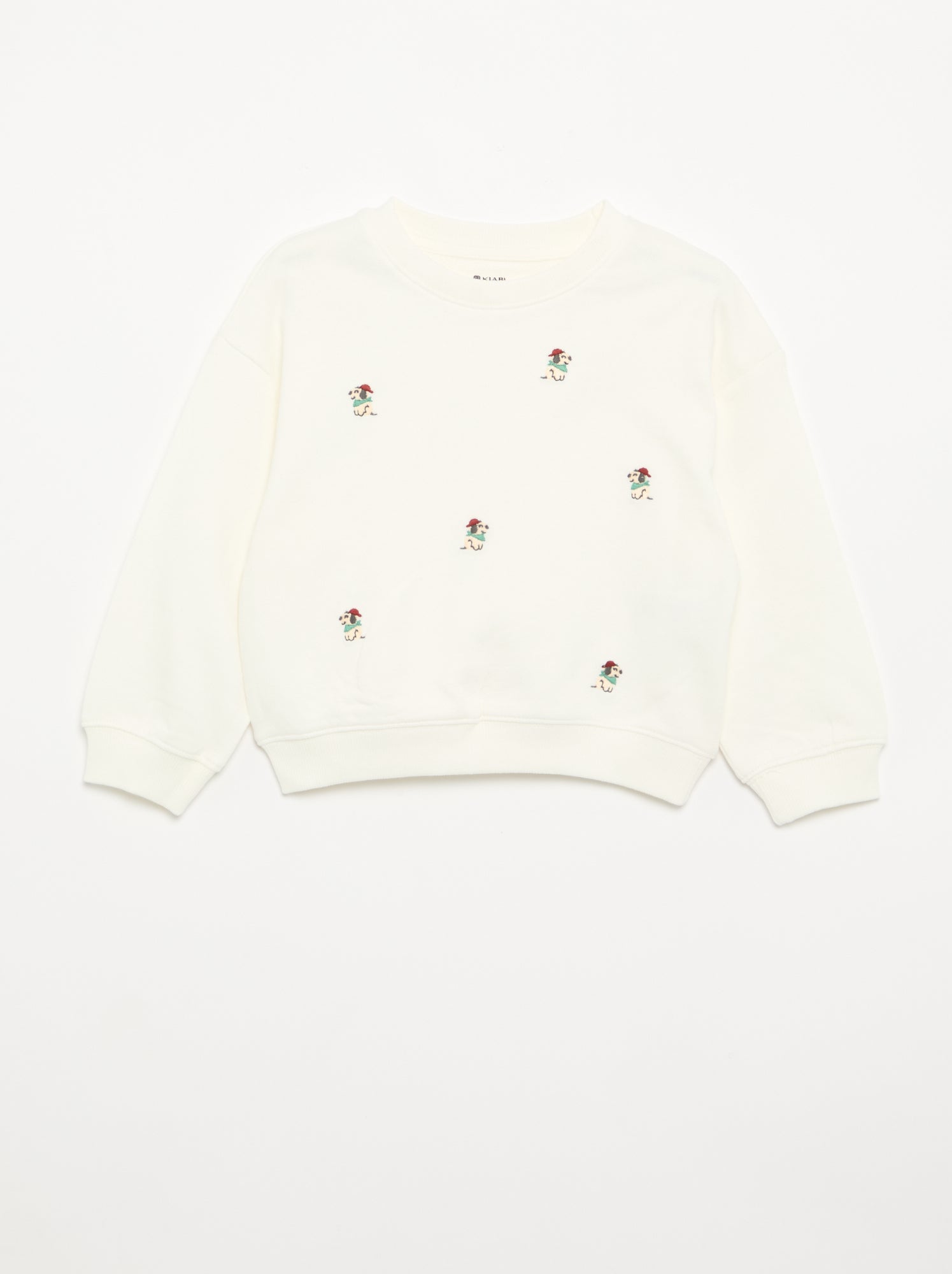 Sweat en French Terry avec broderies - Blanc