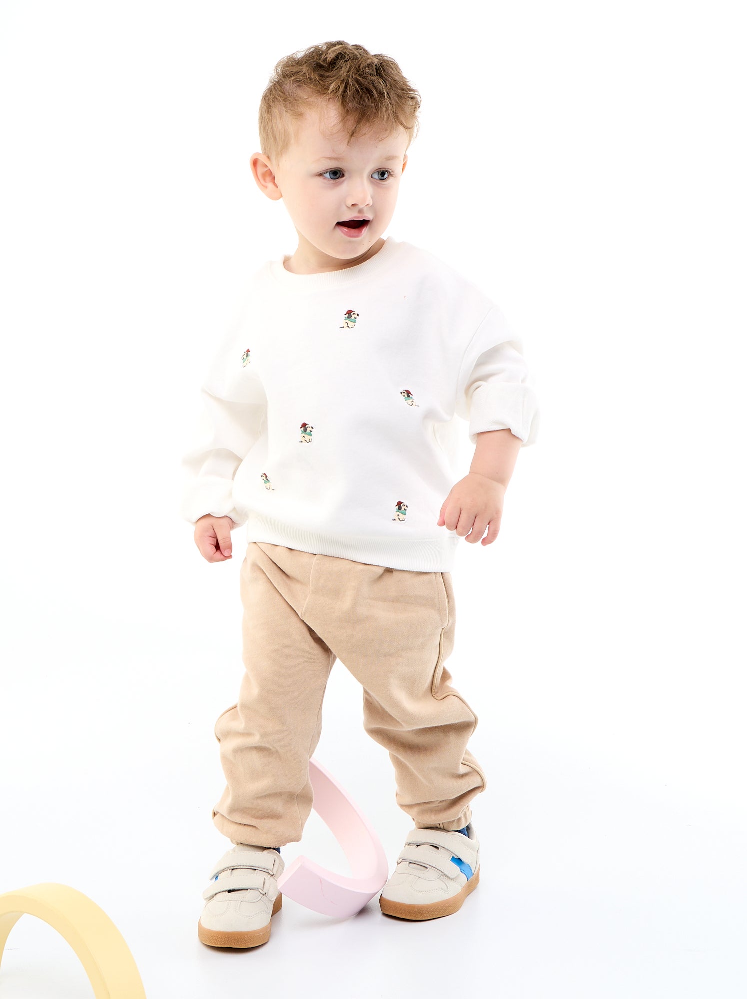 Sweat en French Terry avec broderies - Blanc
