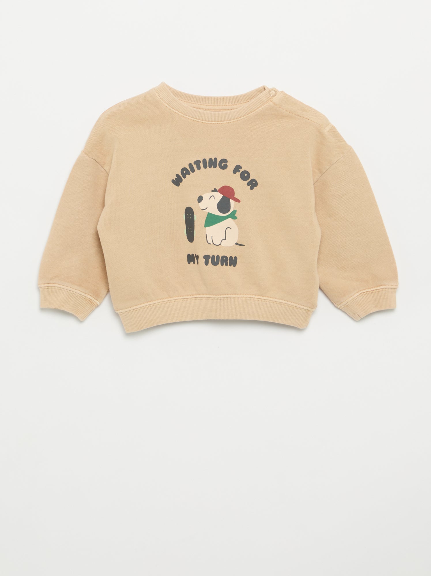 Sweat en French Terry avec broderies - Beige