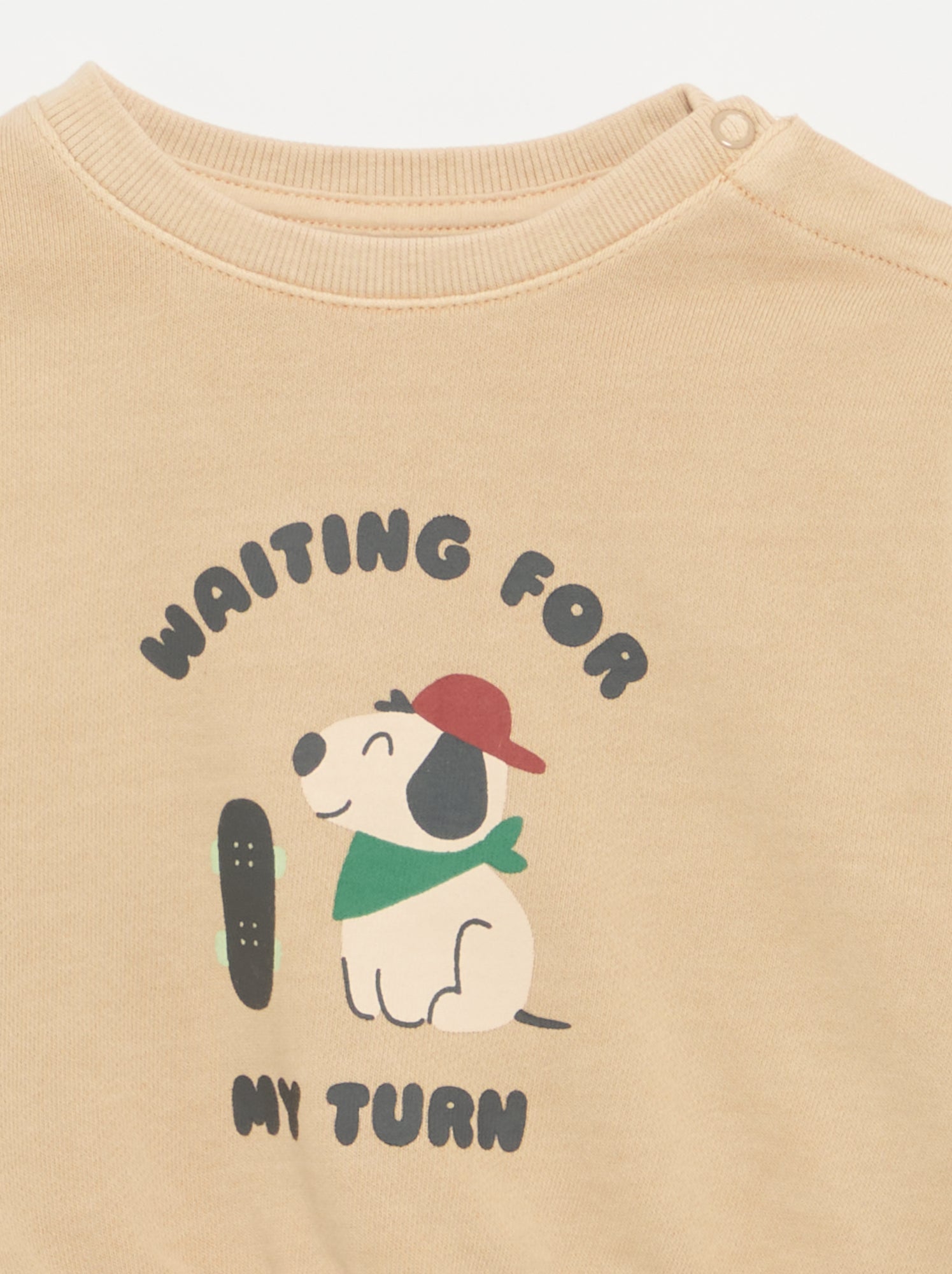 Sweat en French Terry avec broderies - Beige