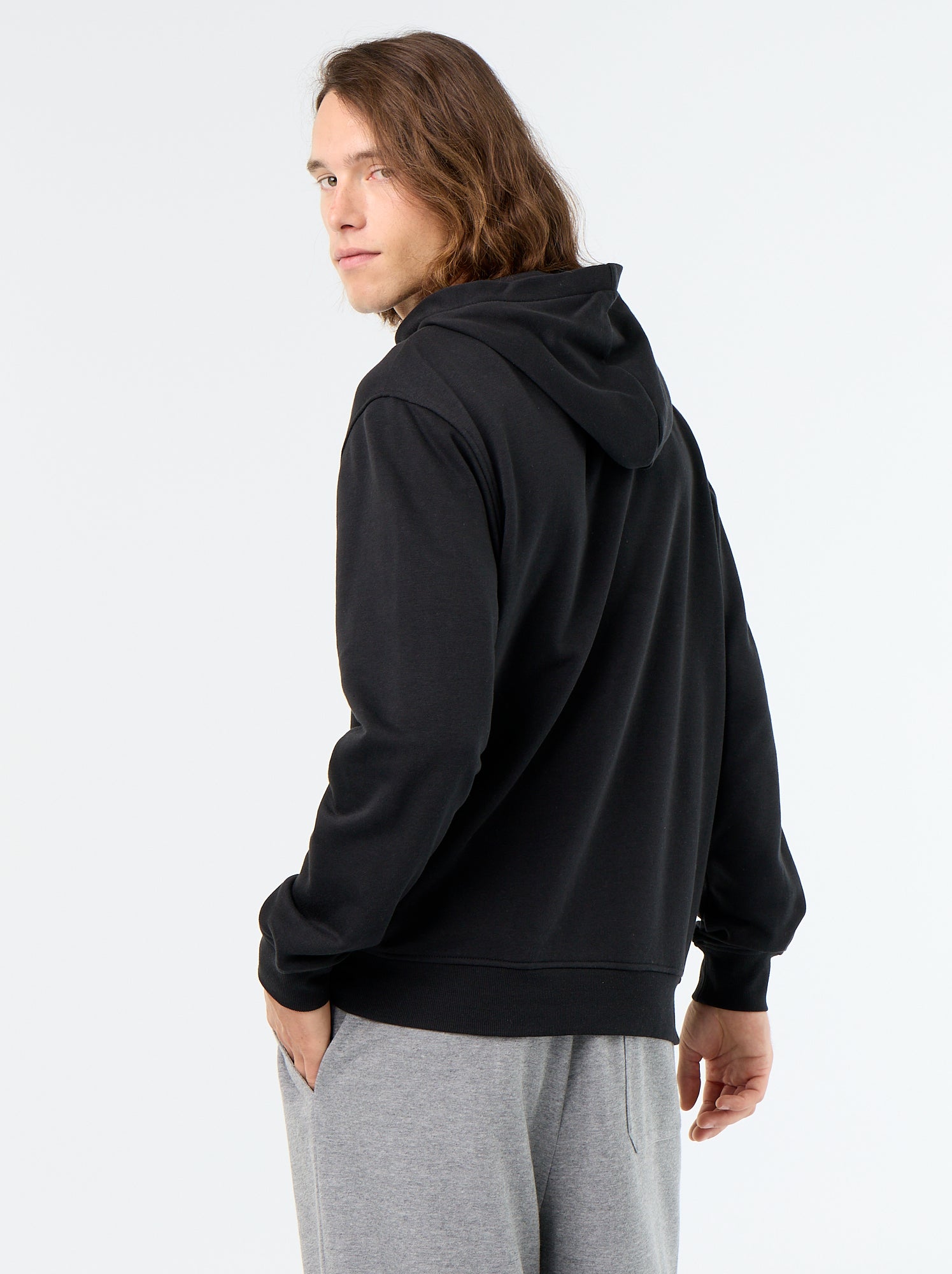 Sweat en molleton à capuche imprimé - Noir
