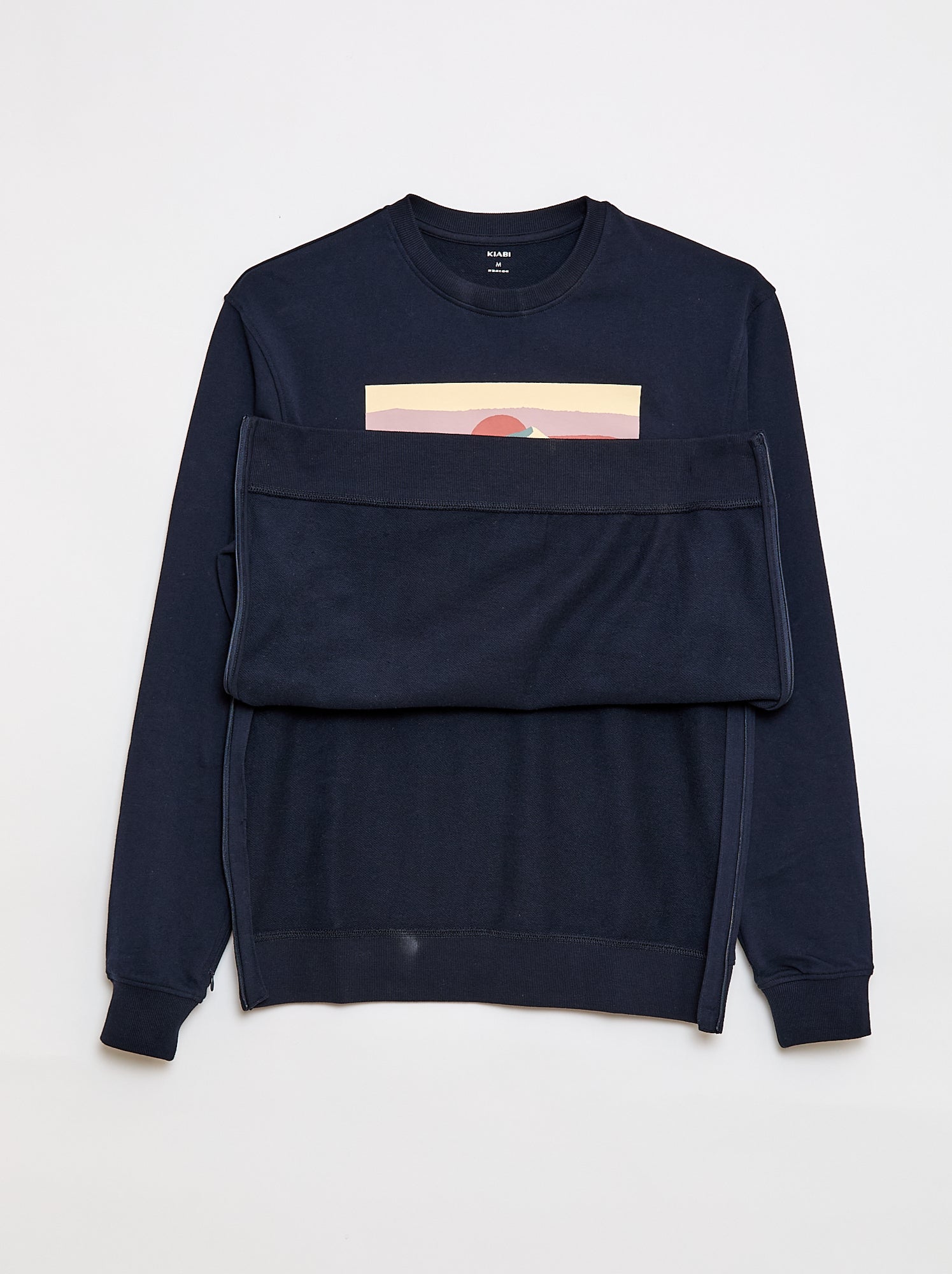 Sweat en molleton avec imprimé -  Facile à enfiler - Bleu