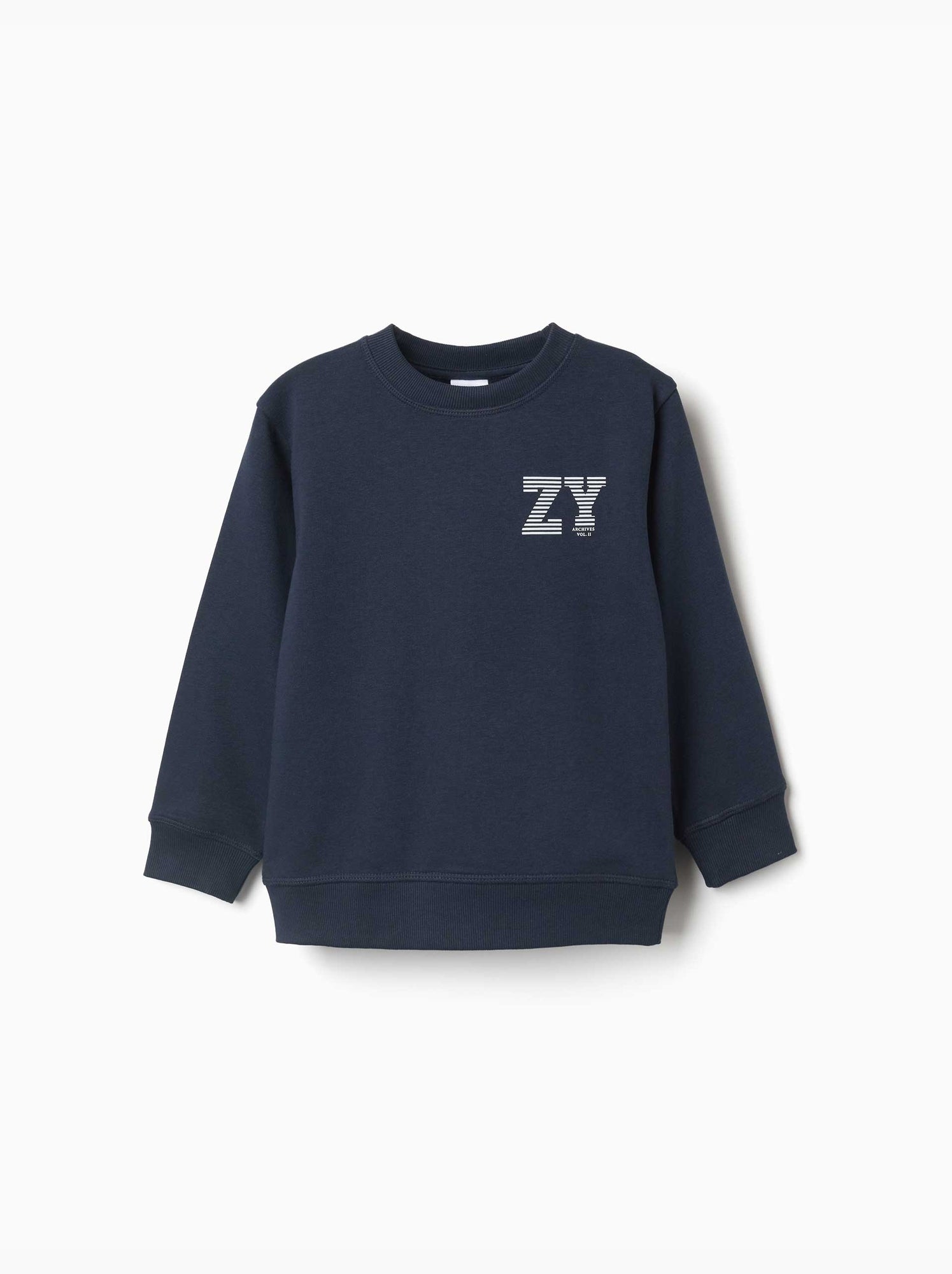 Sweat en molleton avec imprimé zy en relief - Bleu foncé