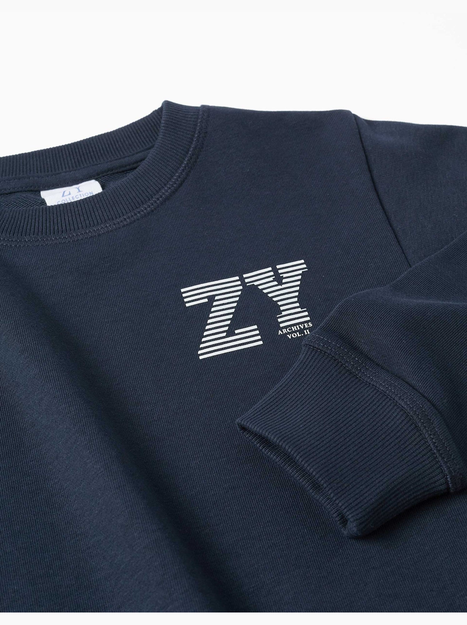 Sweat en molleton avec imprimé zy en relief - Bleu foncé
