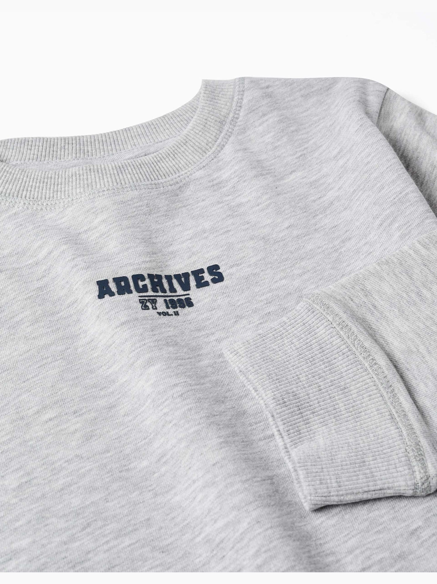 Sweat en molleton avec imprimé zy en relief - Gris clair