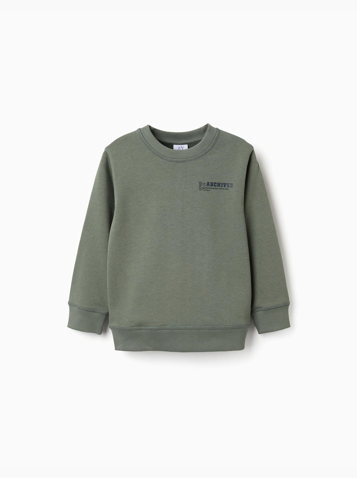 Sweat en molleton avec imprimé zy en relief - Vert foncé