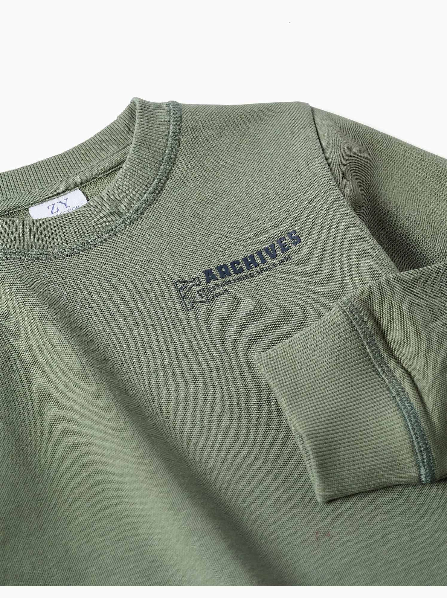 Sweat en molleton avec imprimé zy en relief - Vert foncé