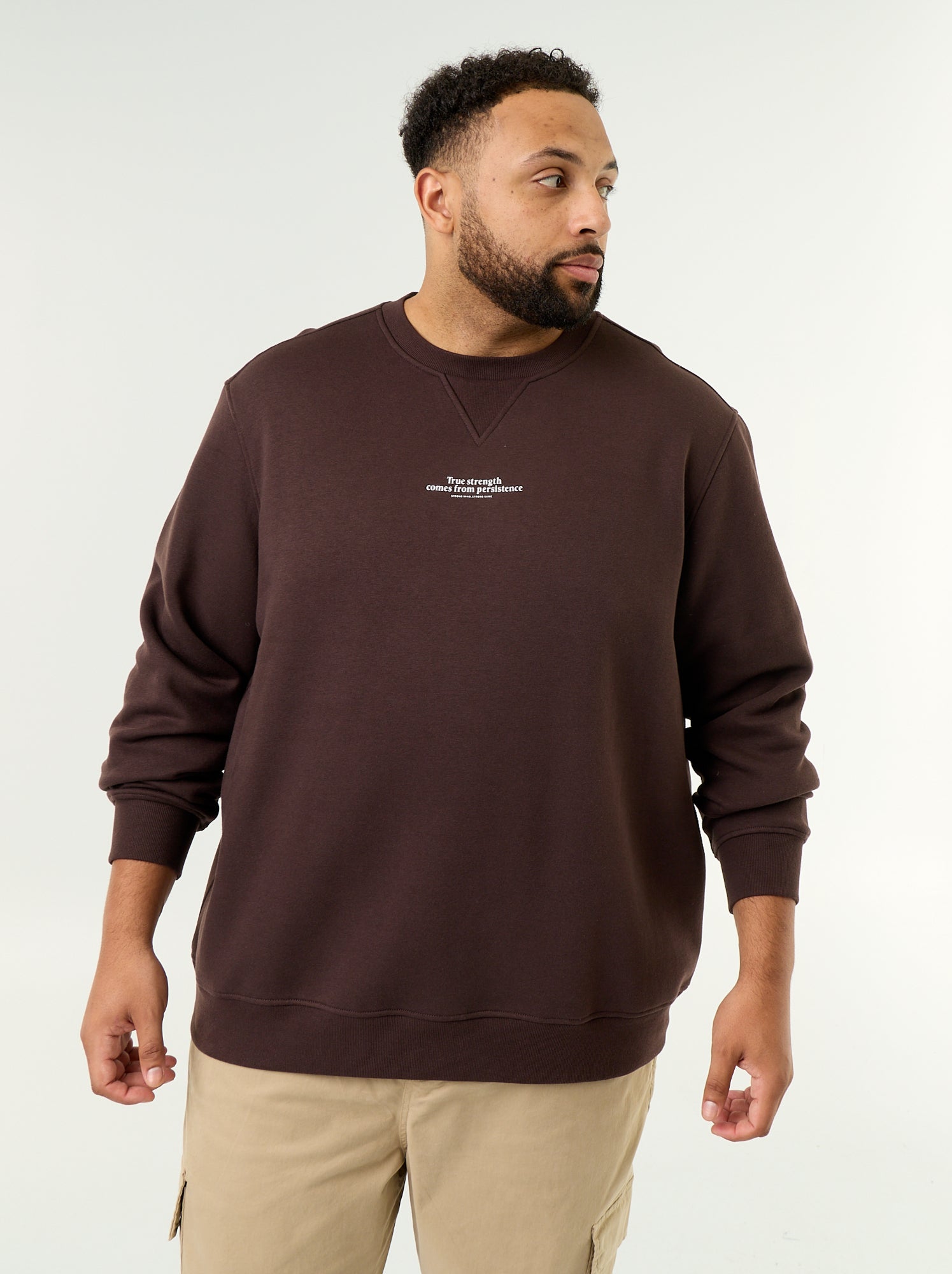 Sweat en molleton avec inscription - Marron