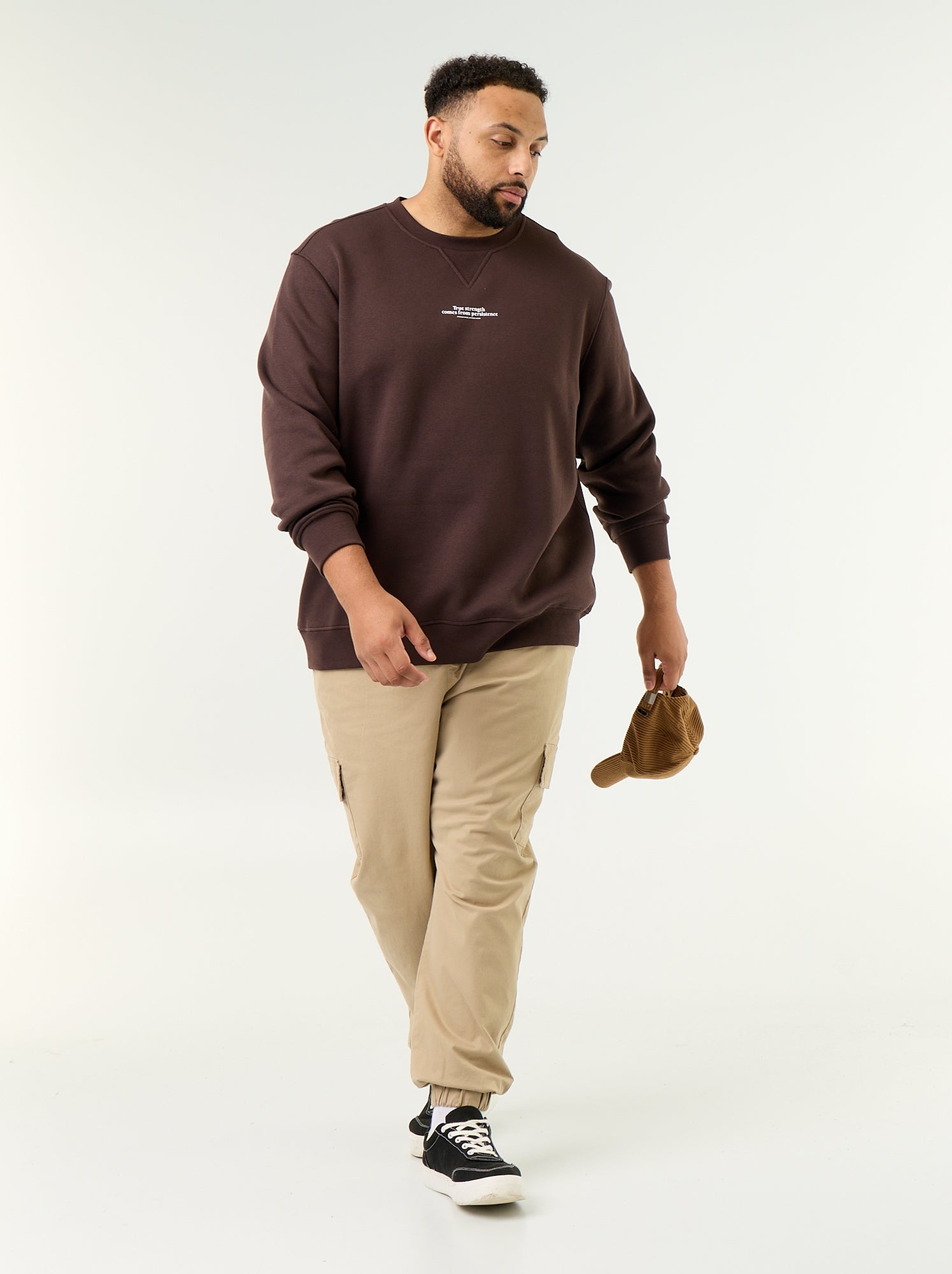 Sweat en molleton avec inscription - Marron