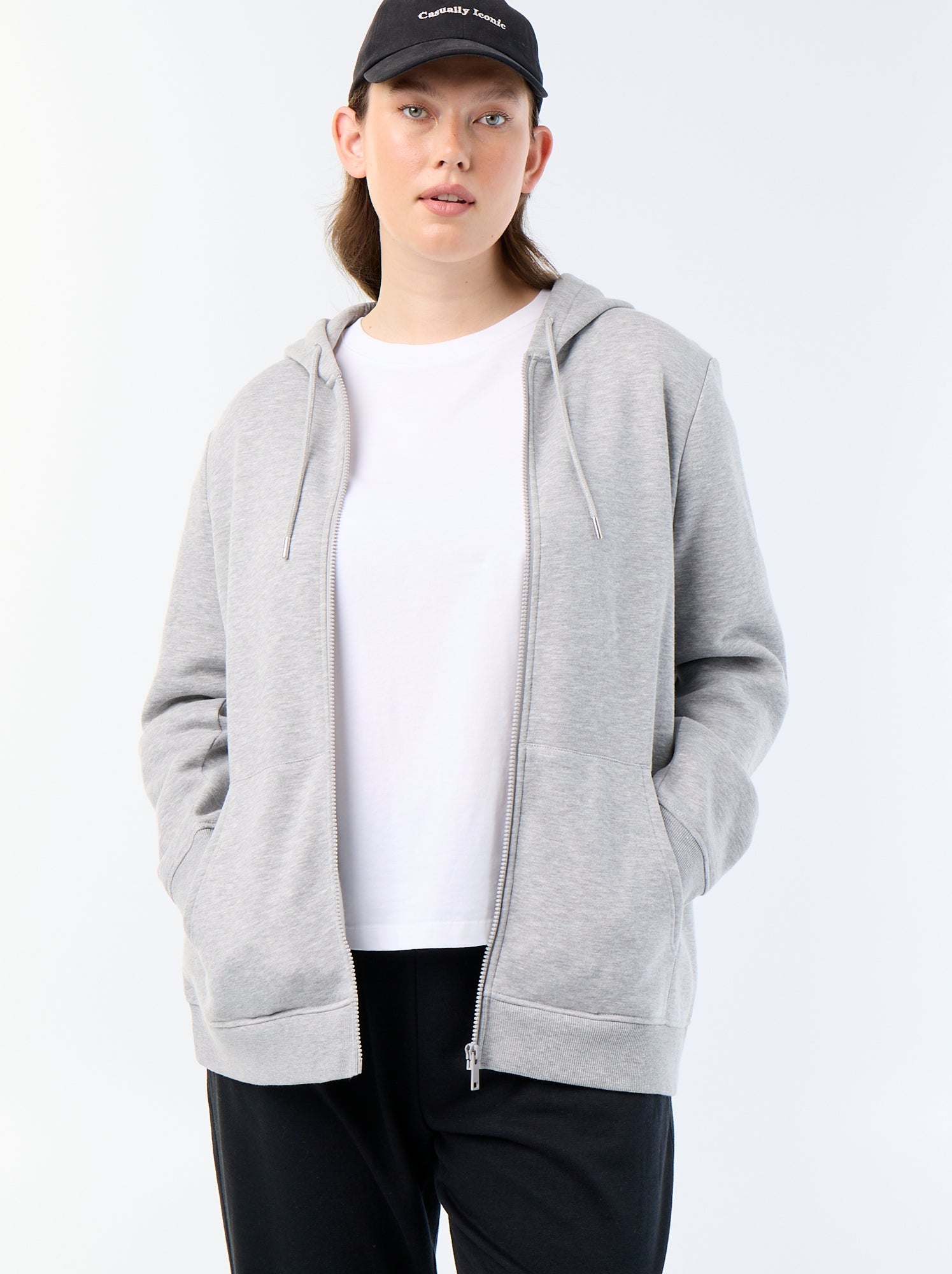 Sweat en molleton chaud à capuche - Gris