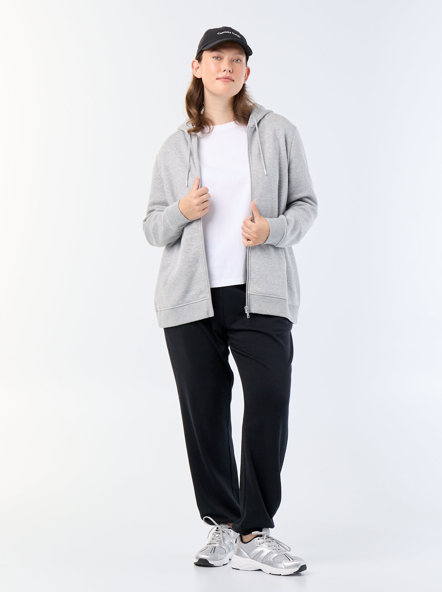 Sweat en molleton chaud à capuche - Gris